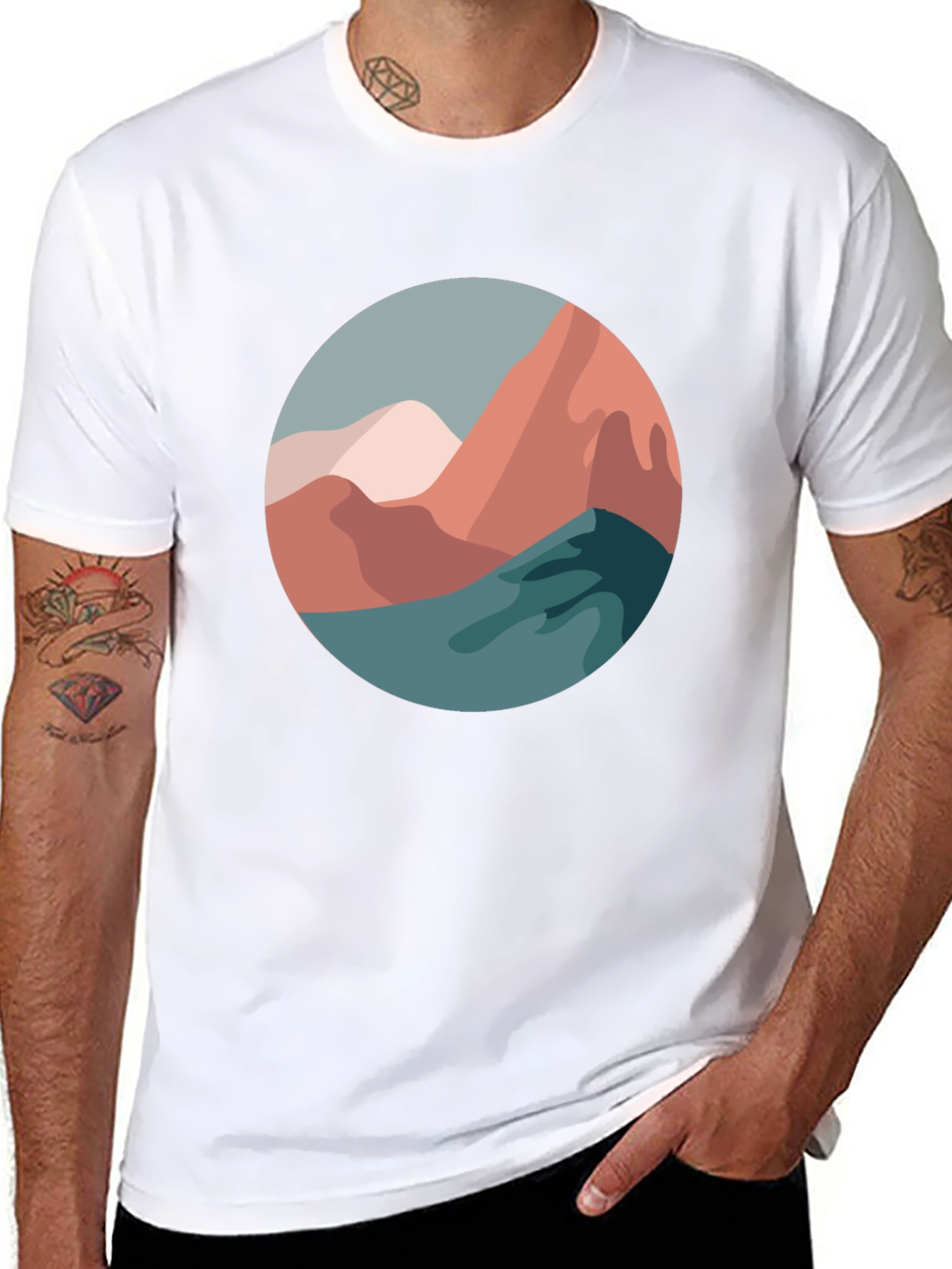 Abstract Mountain Scene Graphic Tee