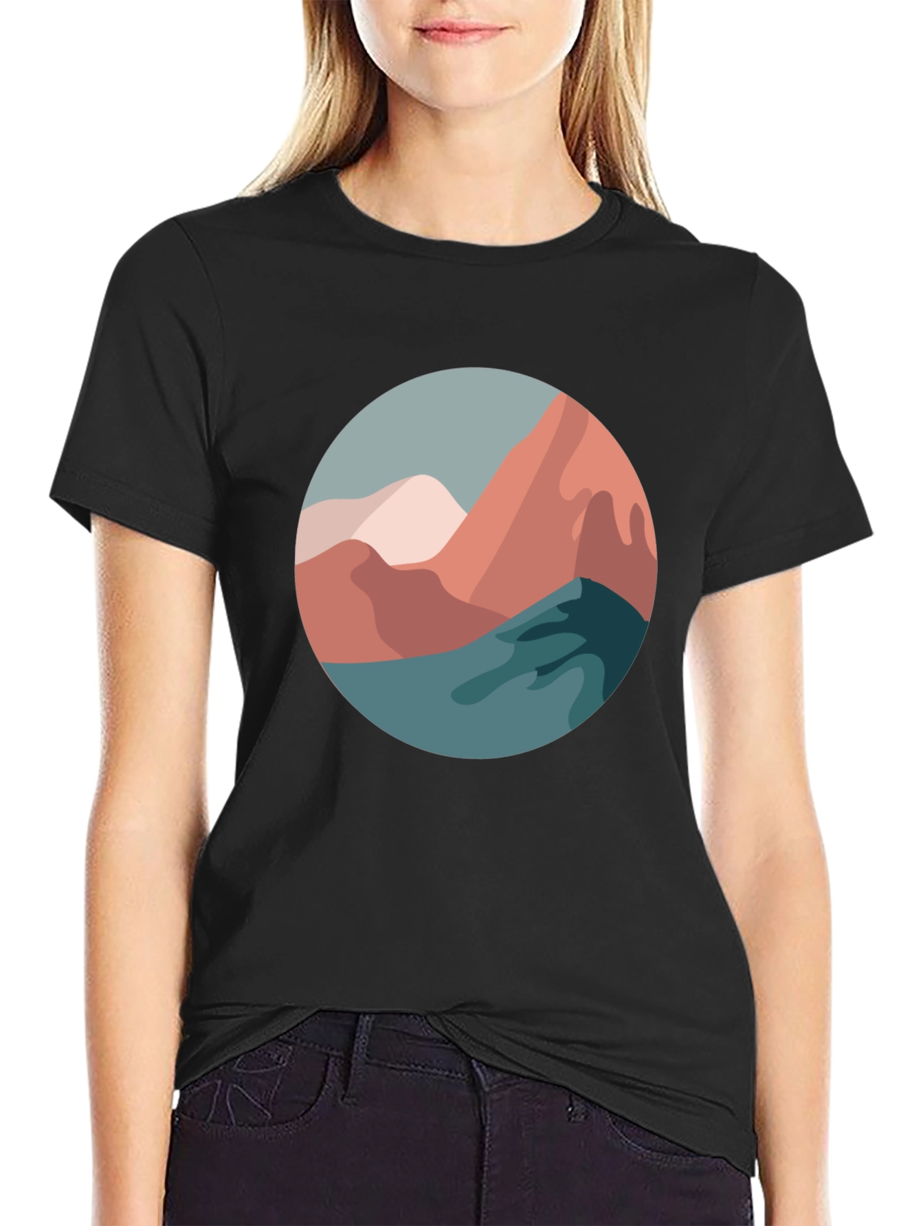 Abstract Mountain Scene Graphic Tee