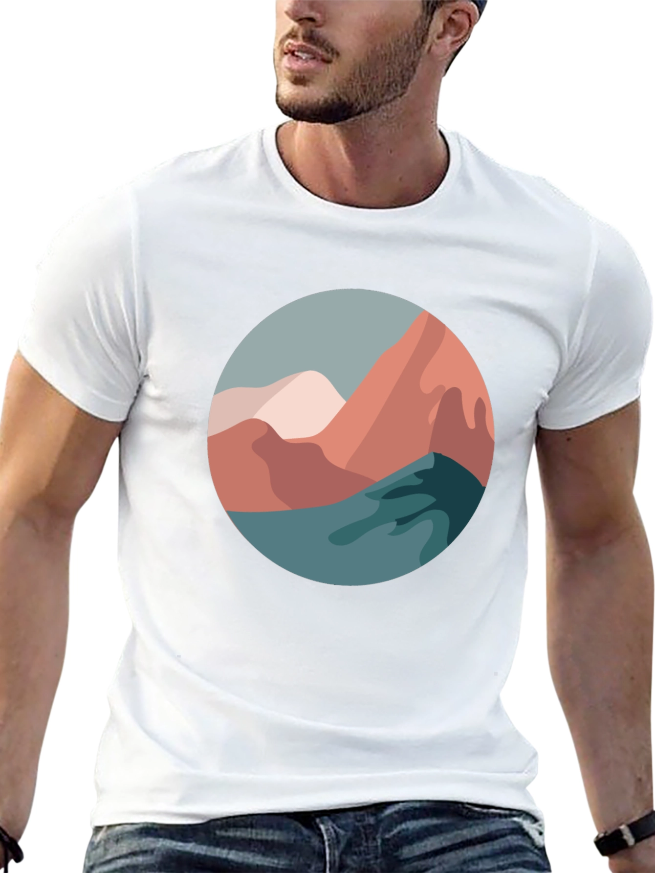 Abstract Mountain Scene Graphic Tee