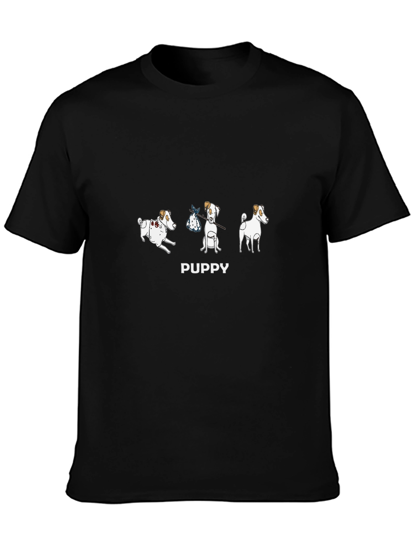 Puppy Dog Graphic Print Black T-Shirt