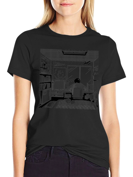Anime Room Print Black T-Shirt
