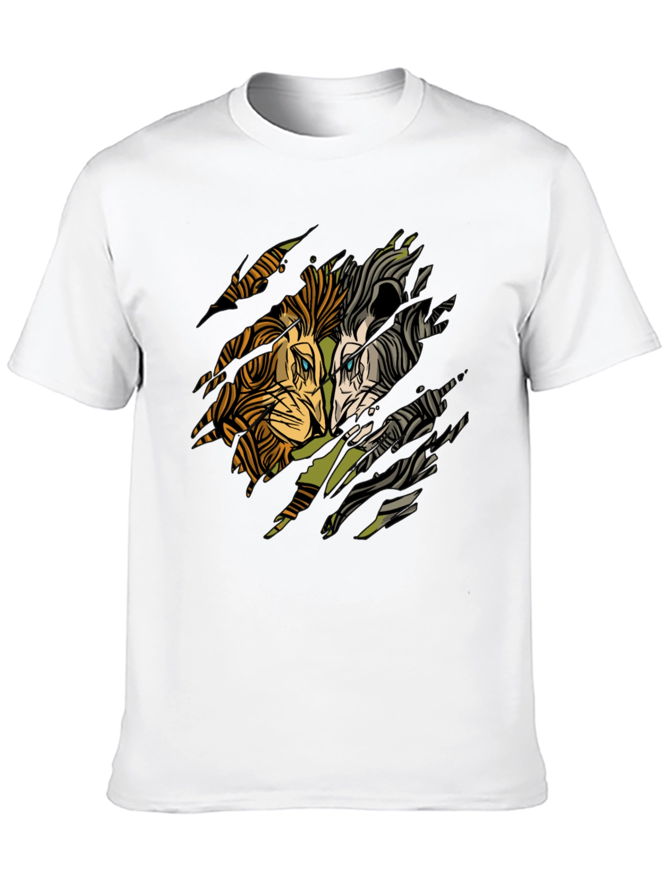 Lion Graphic Print Black Crewneck T-Shirt