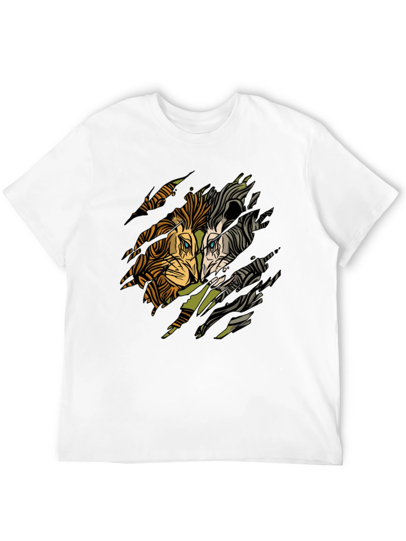 Lion Graphic Print Black Crewneck T-Shirt