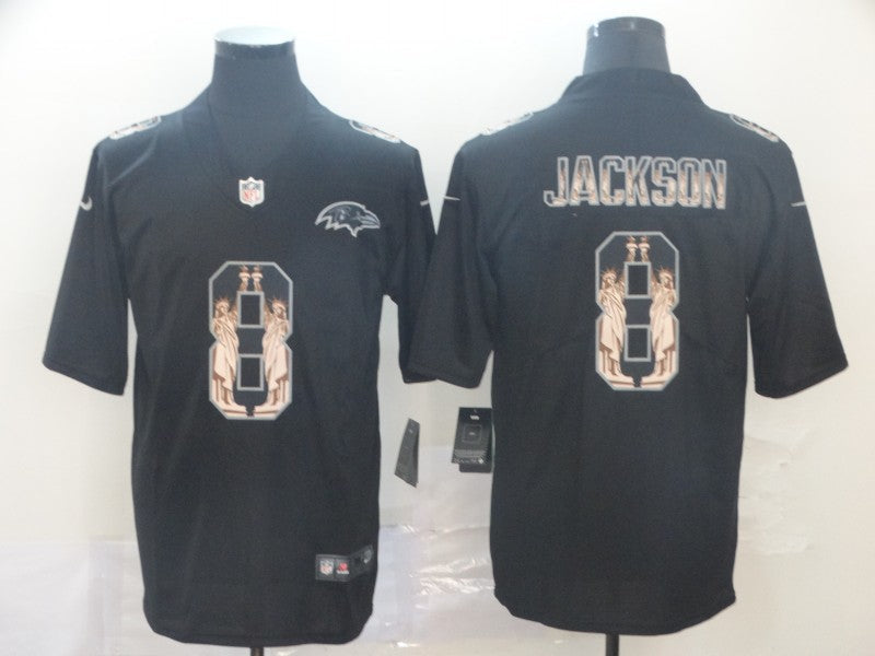Men's Baltimore Ravens Lamar Jackson #8 Black Team Game Jerseys