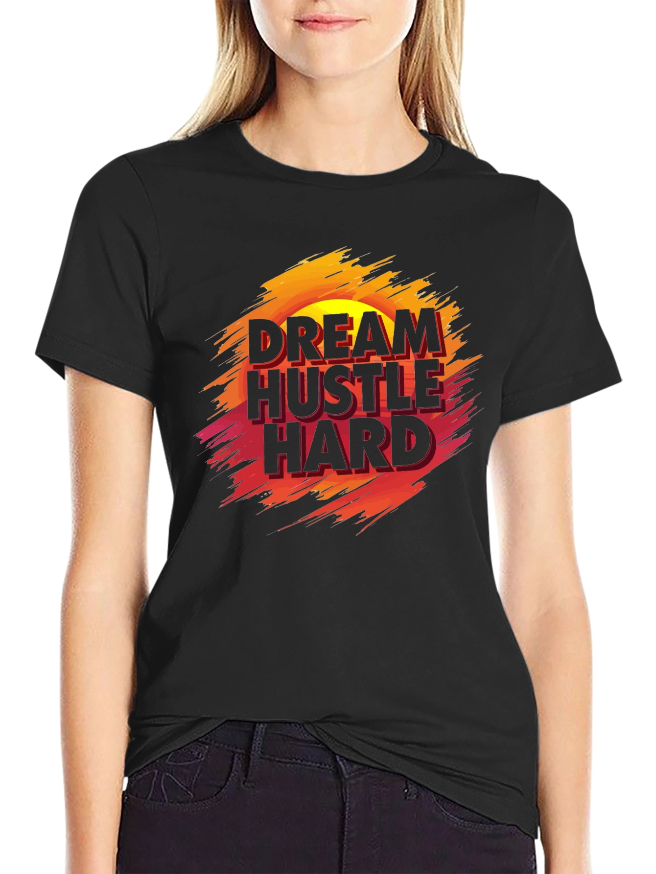 Dream Hustle Hard Graphic Tee - Black