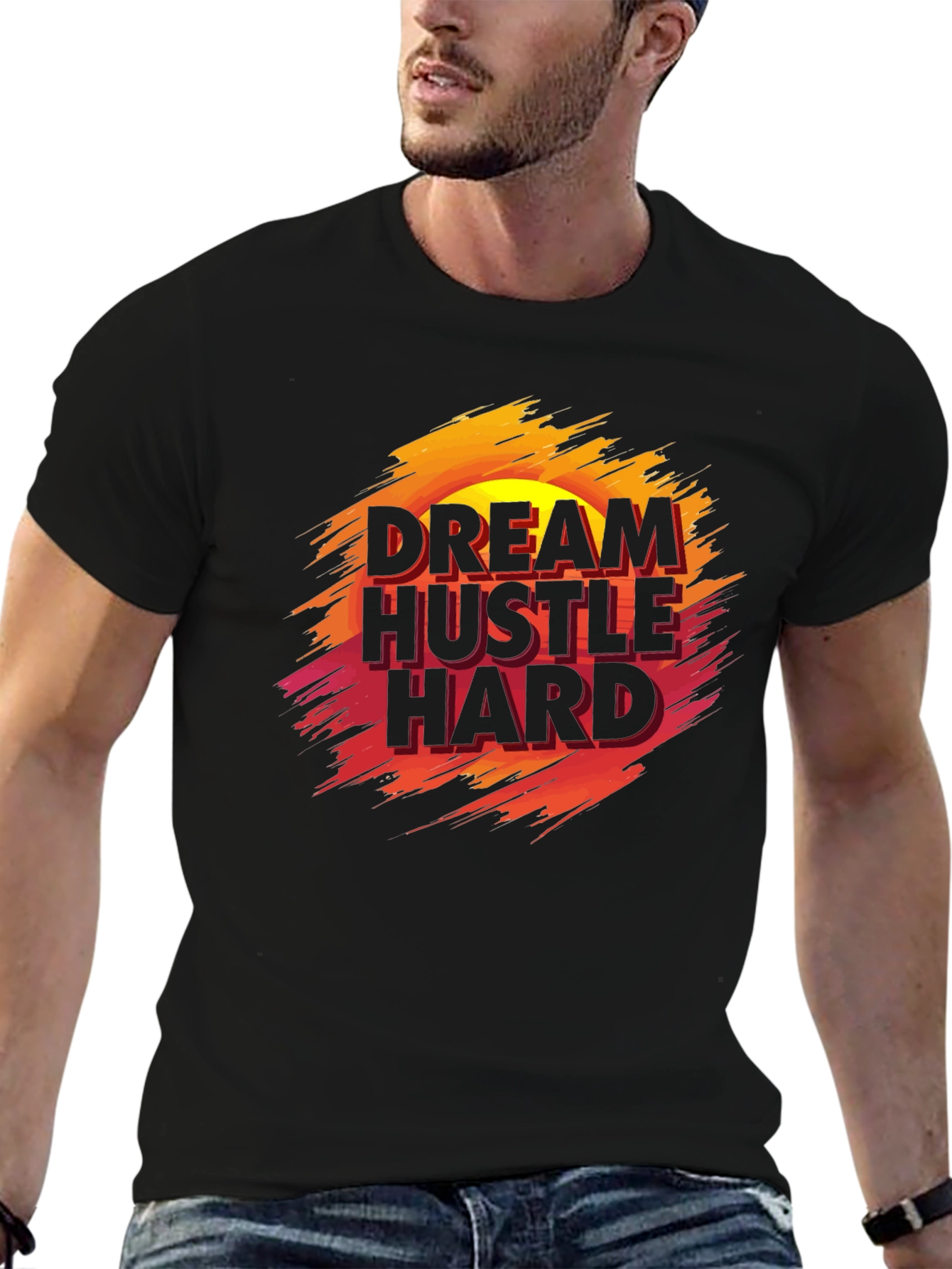 Dream Hustle Hard Graphic Tee - Black