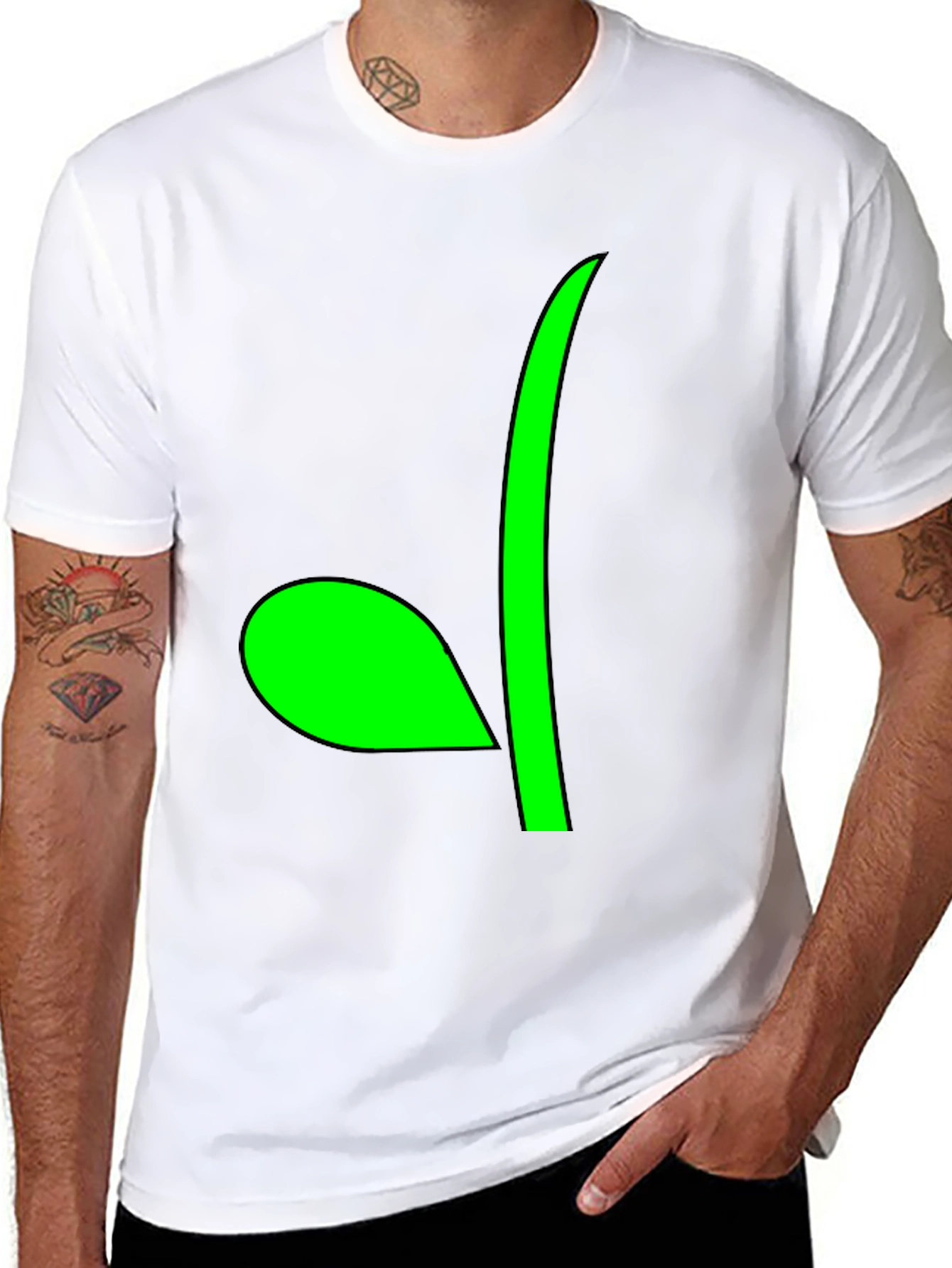 Abstract Green Graphic Black T-Shirt