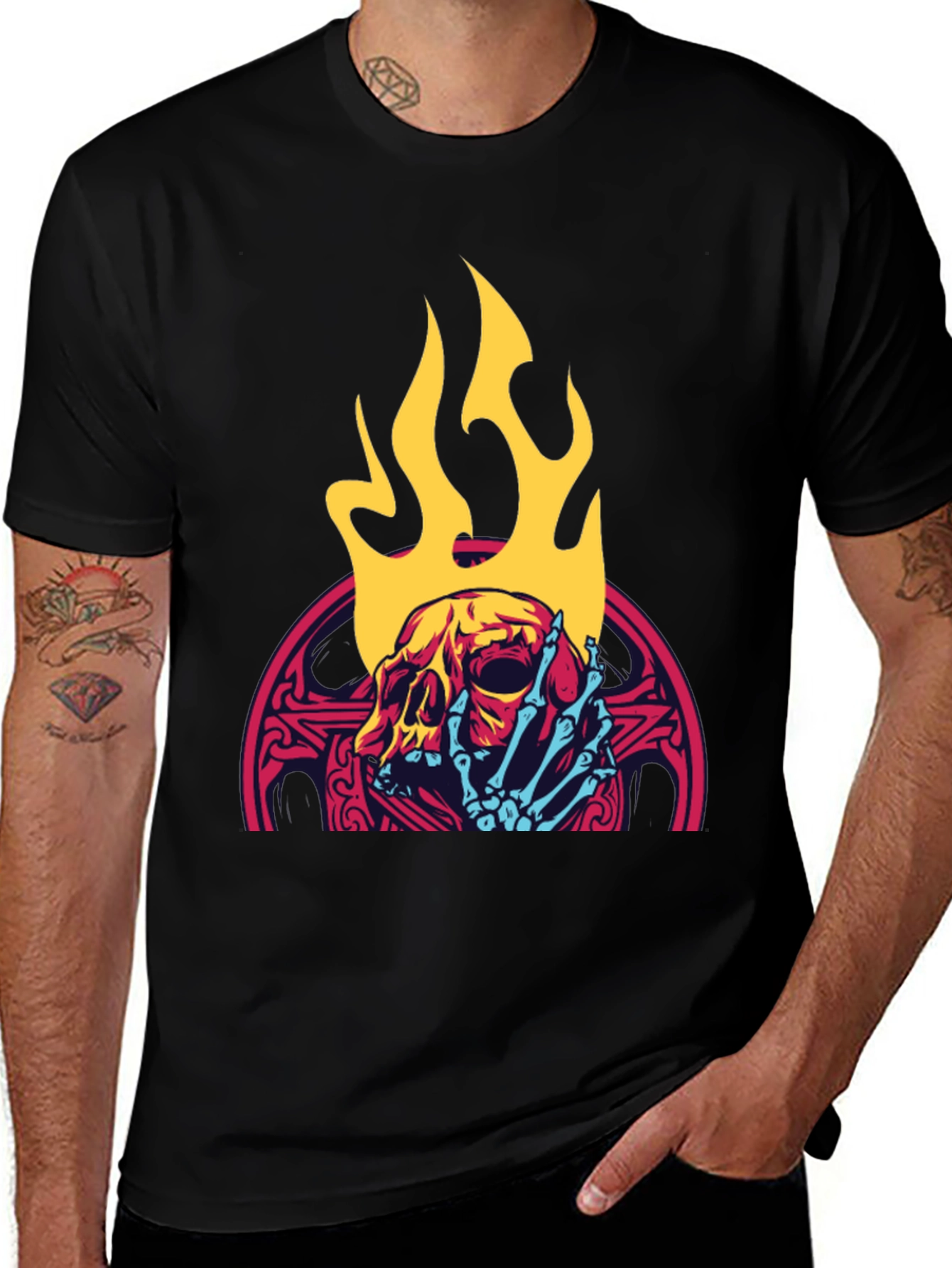 Skull & Flames Graphic Tee - Cool & Edgy