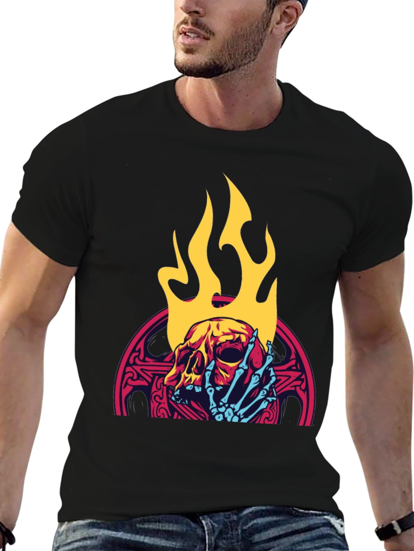 Skull & Flames Graphic Tee - Cool & Edgy