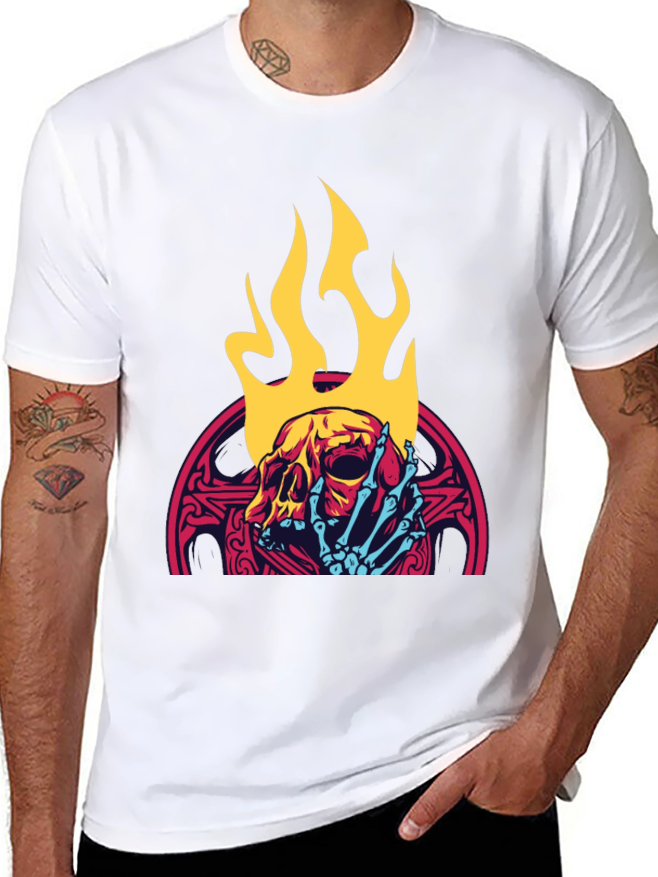 Skull & Flames Graphic Tee - Cool & Edgy