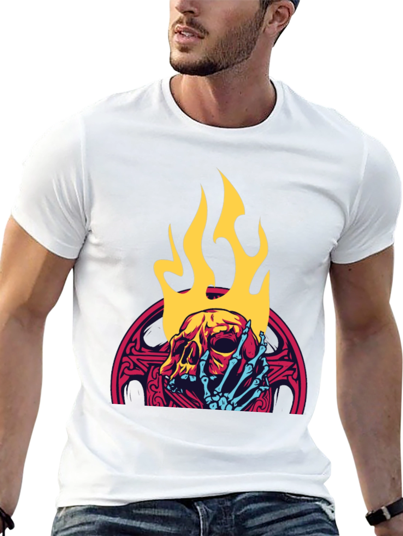 Skull & Flames Graphic Tee - Cool & Edgy