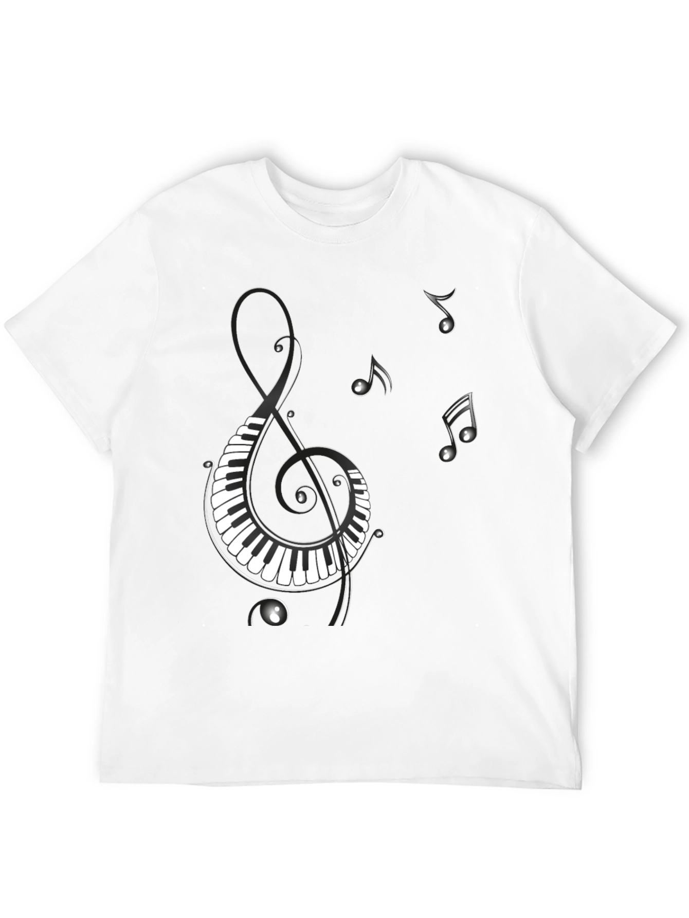 Musical Notes Piano Treble Clef Graphic T-Shirt