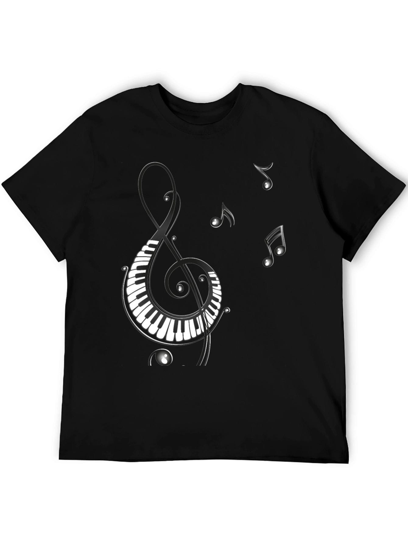 Musical Notes Piano Treble Clef Graphic T-Shirt