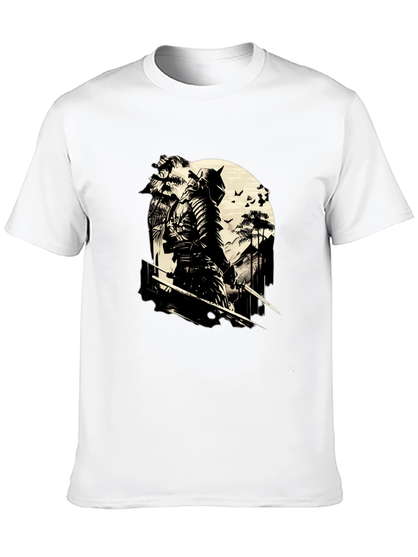 Samurai Graphic Print Black T-Shirt