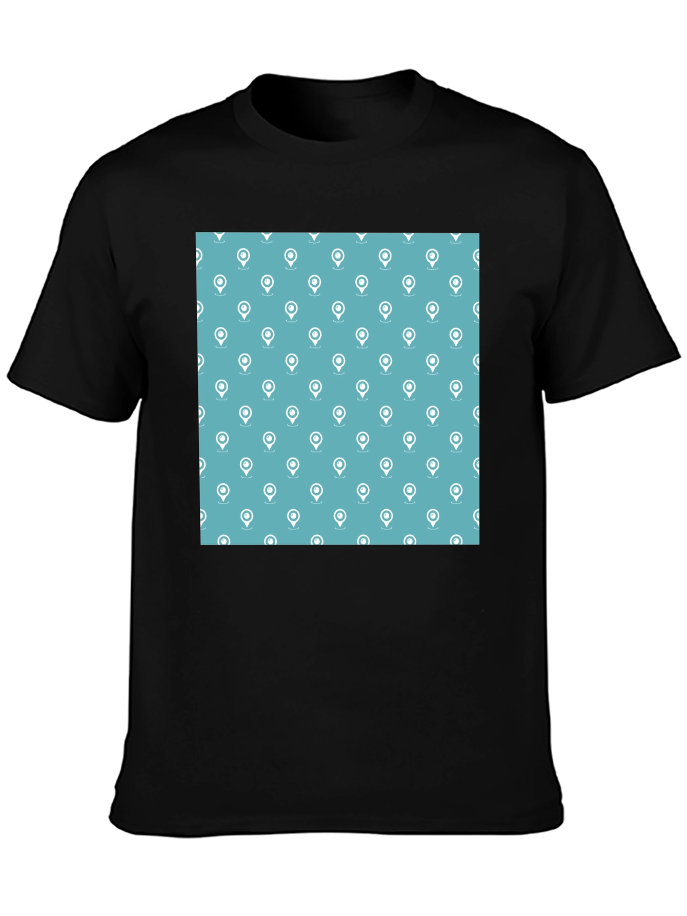 Stylish Location Pattern Black T-Shirt