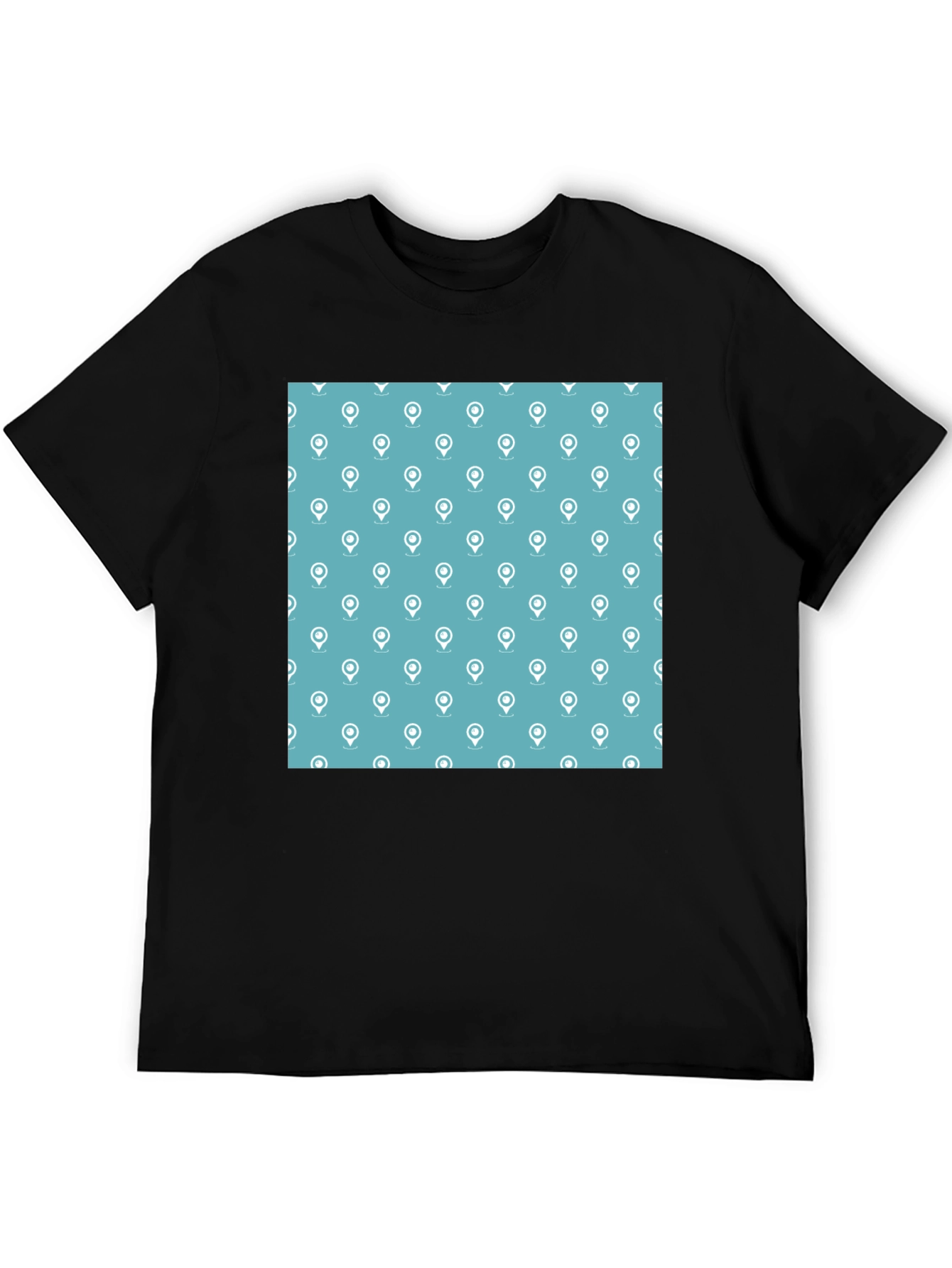 Stylish Location Pattern Black T-Shirt