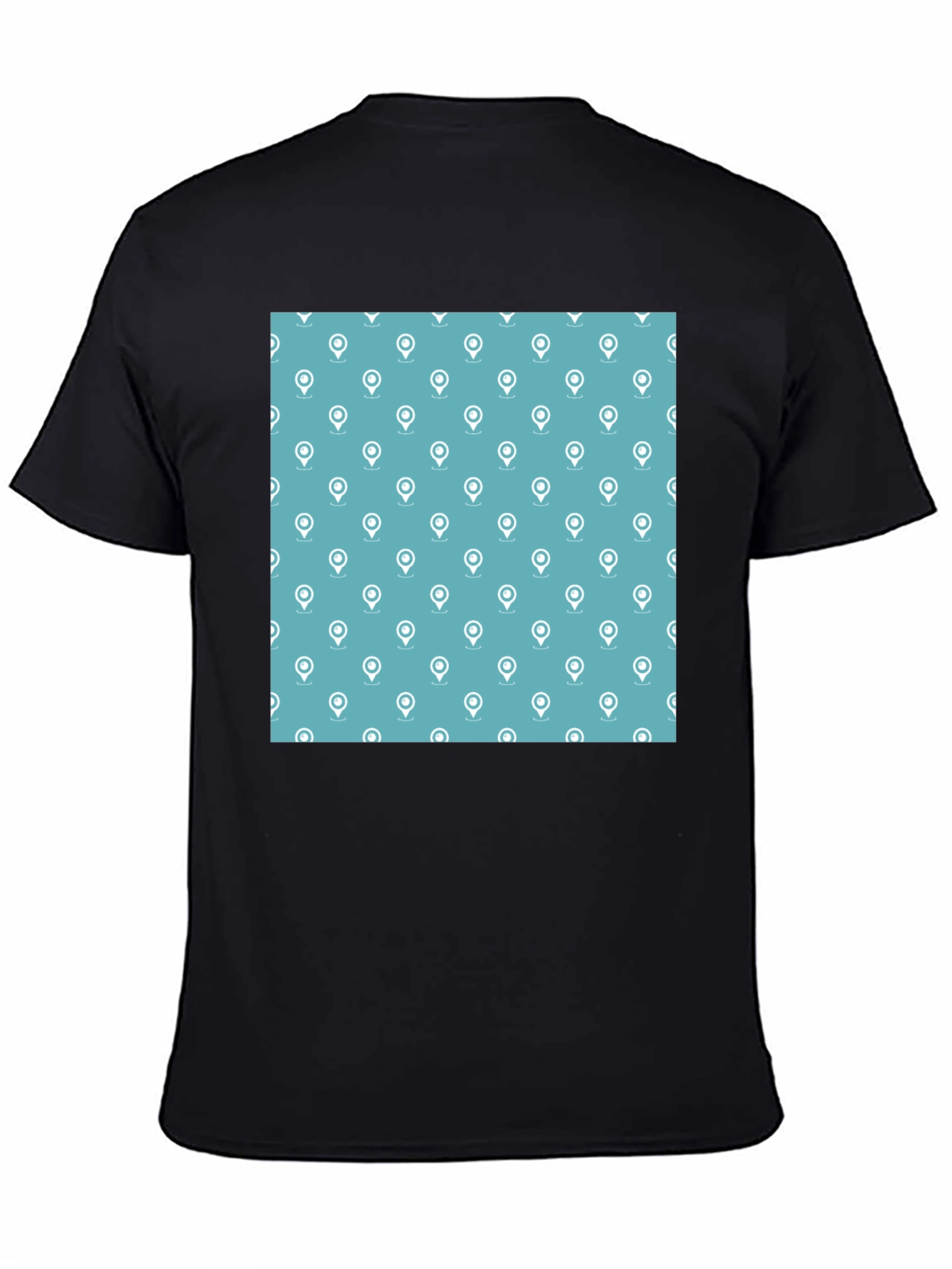 Stylish Location Pattern Black T-Shirt