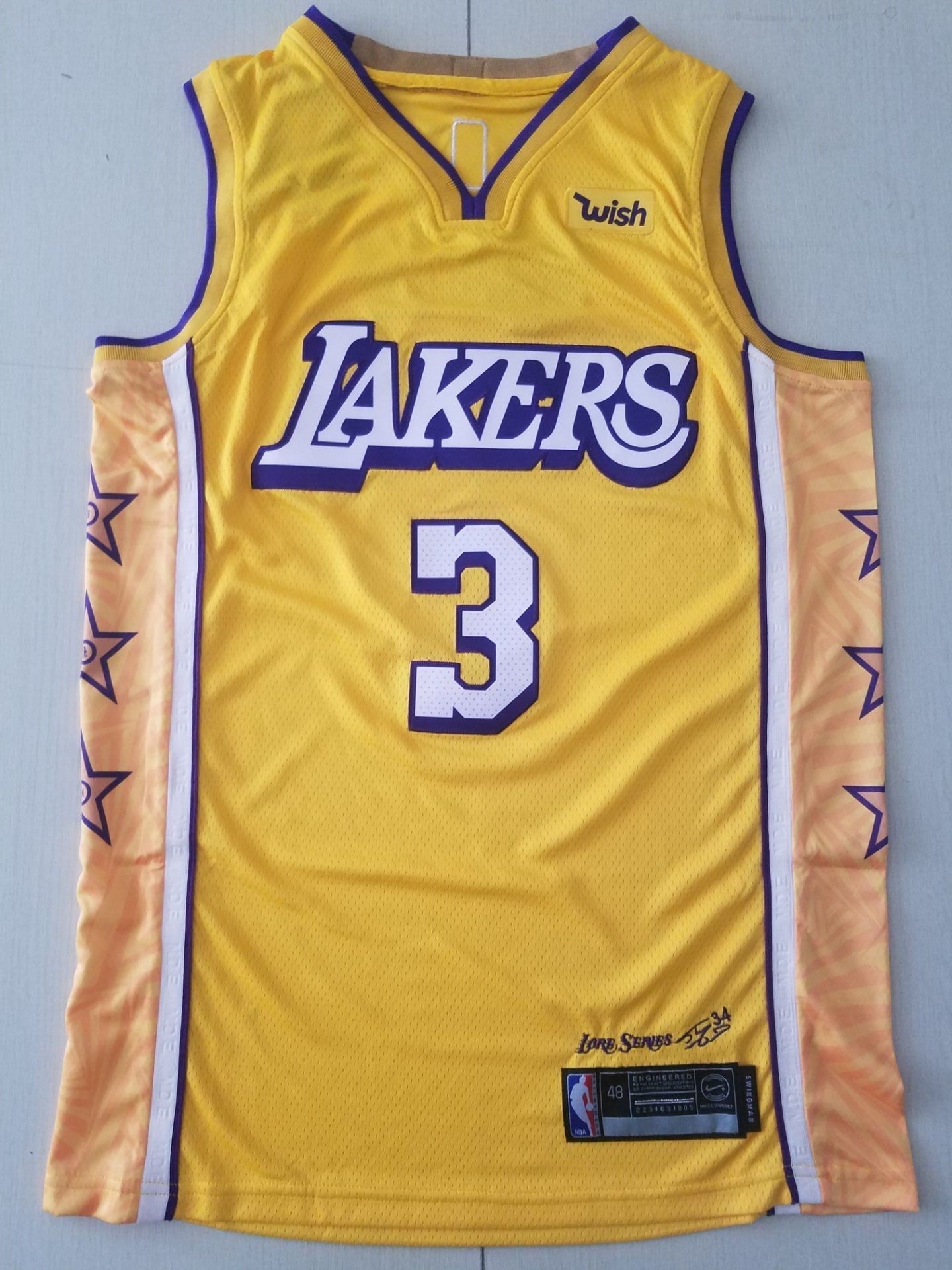 Men's Los Angeles Lakers Anthony Davis Yellow #3 Swingman Jerseys