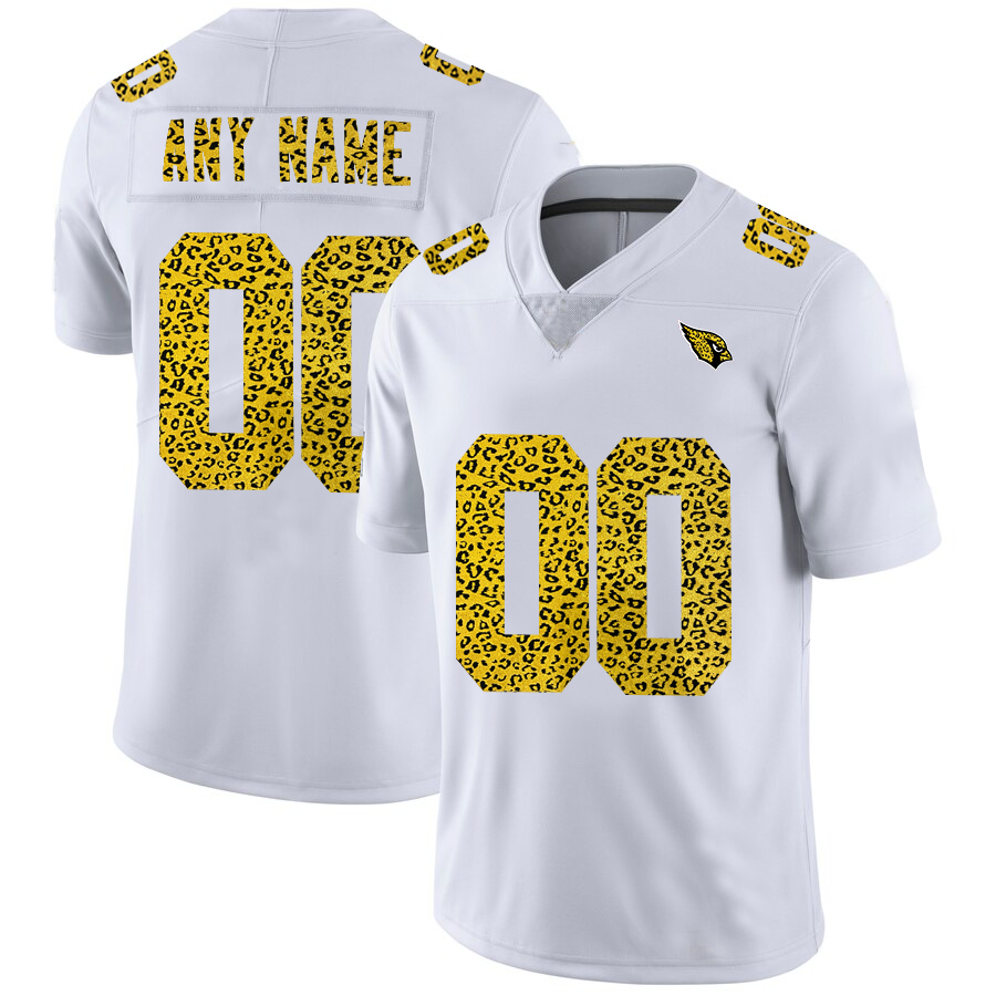 Custom1 Arizona Cardinals Jerseys White Limited  Vapor White Leopard Print Fashion Jerseys