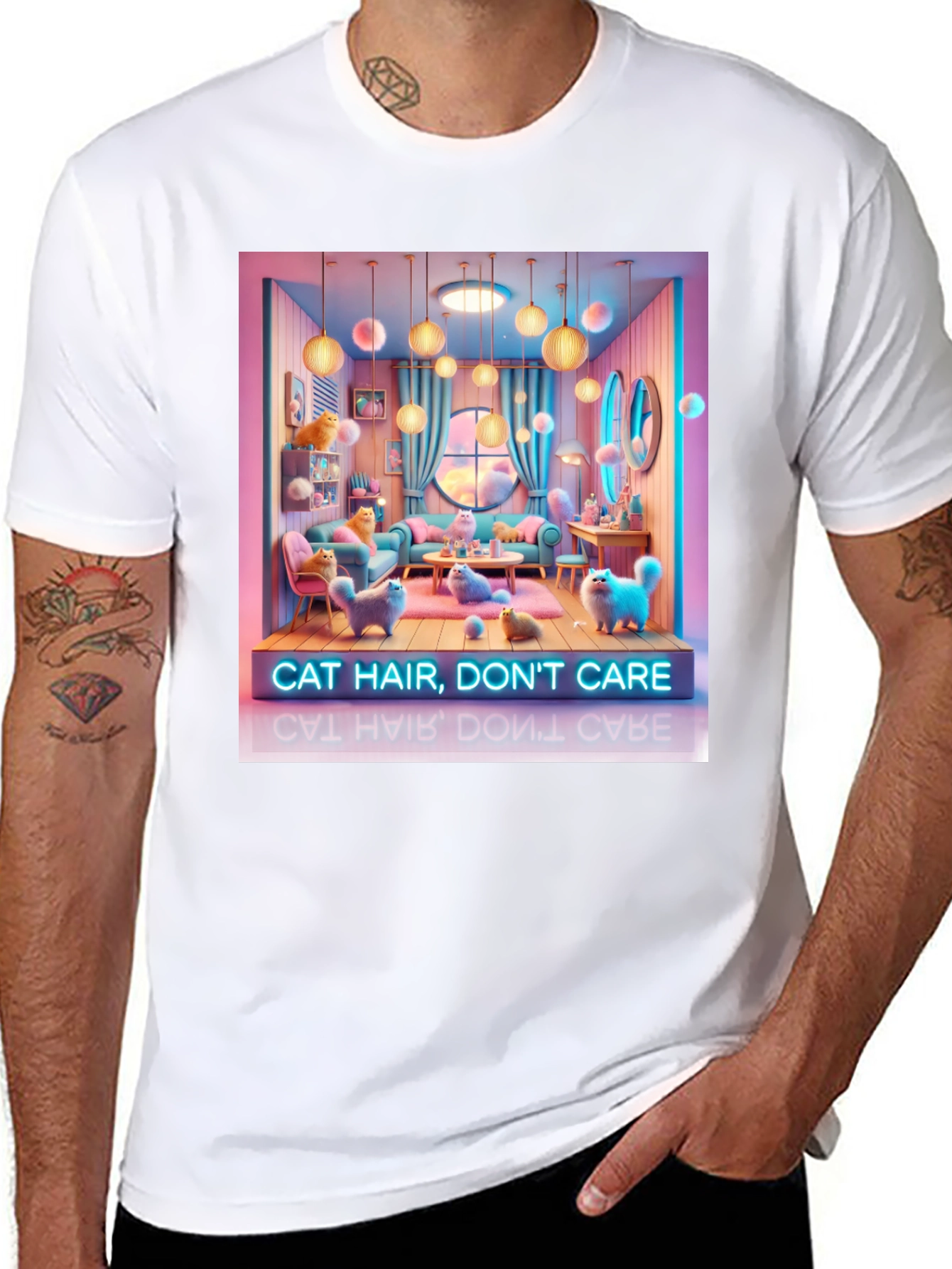 Cat Hair Dont Care Graphic Tee - Unisex