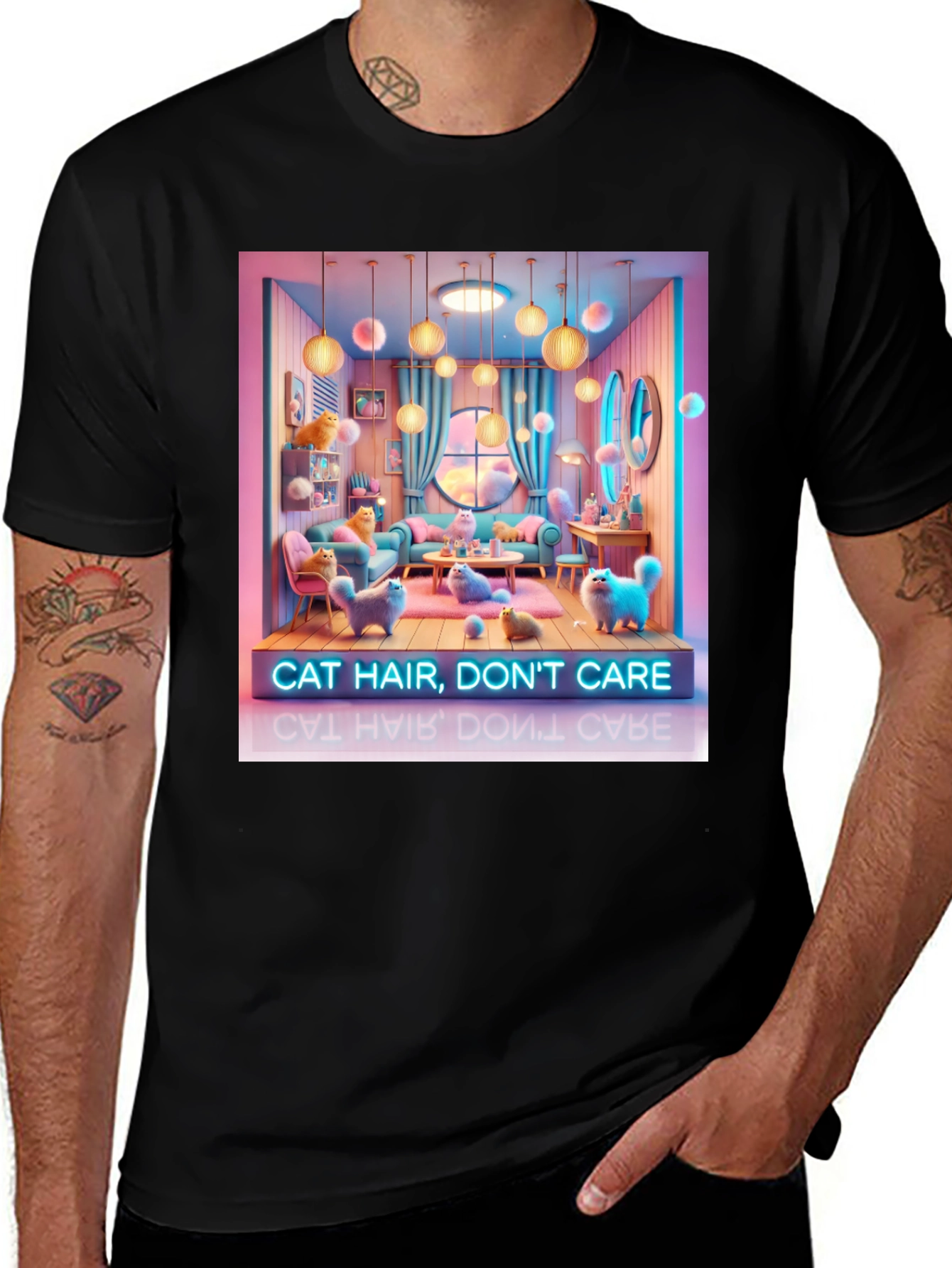 Cat Hair Dont Care Graphic Tee - Unisex
