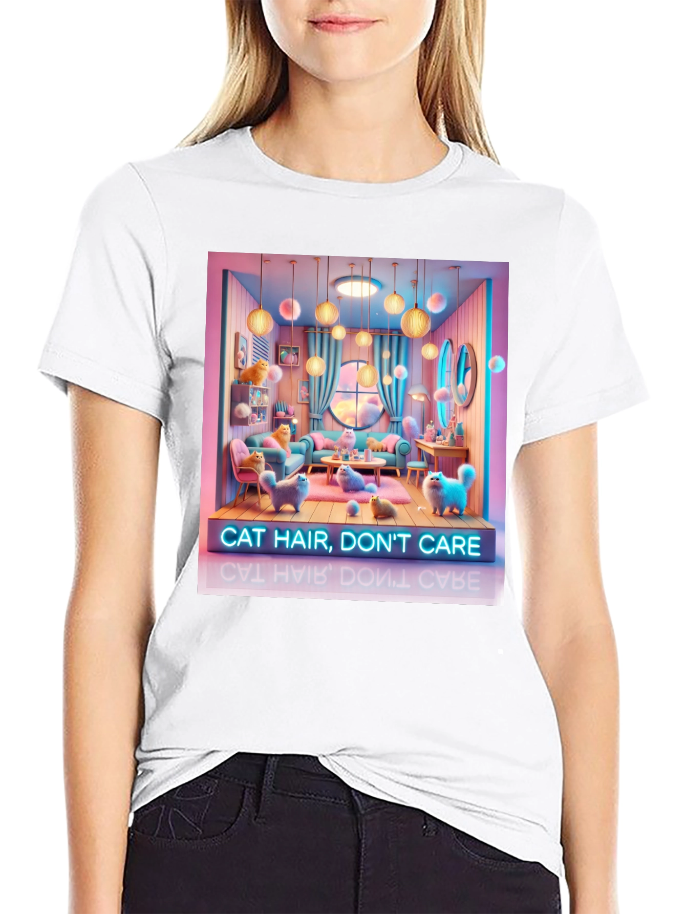 Cat Hair Dont Care Graphic Tee - Unisex