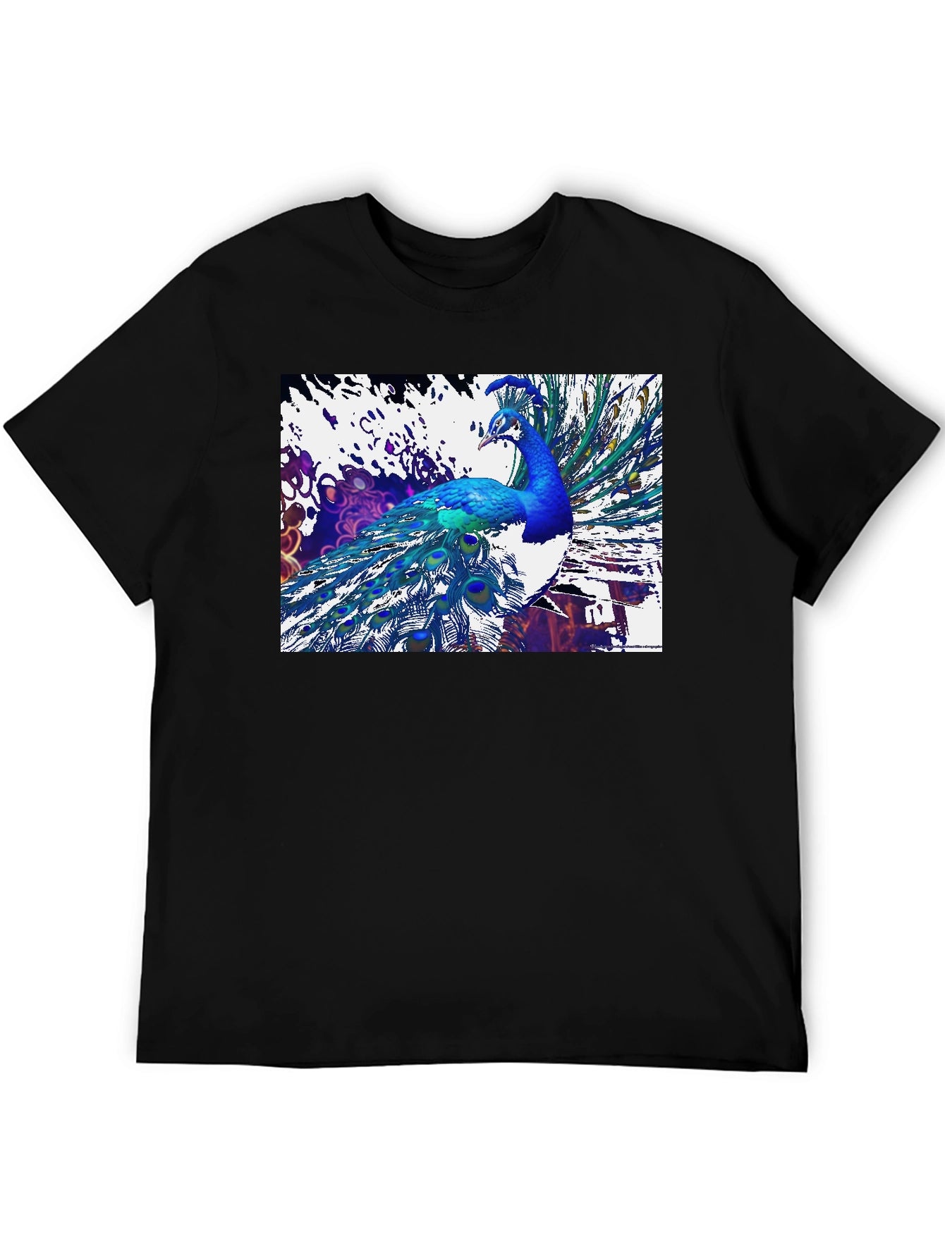 Peacock Graphic Black T-Shirt - Unique Design