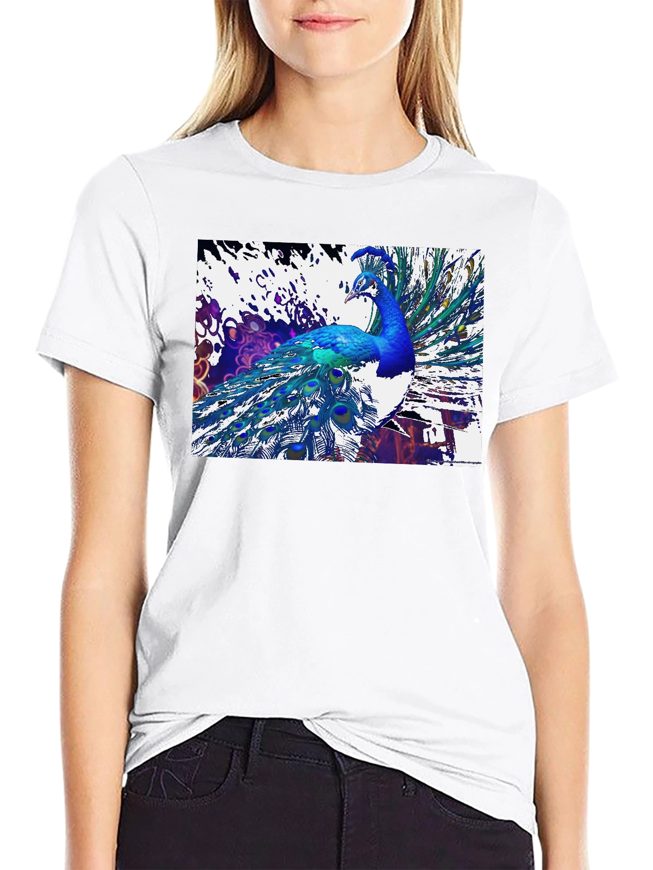 Peacock Graphic Black T-Shirt - Unique Design