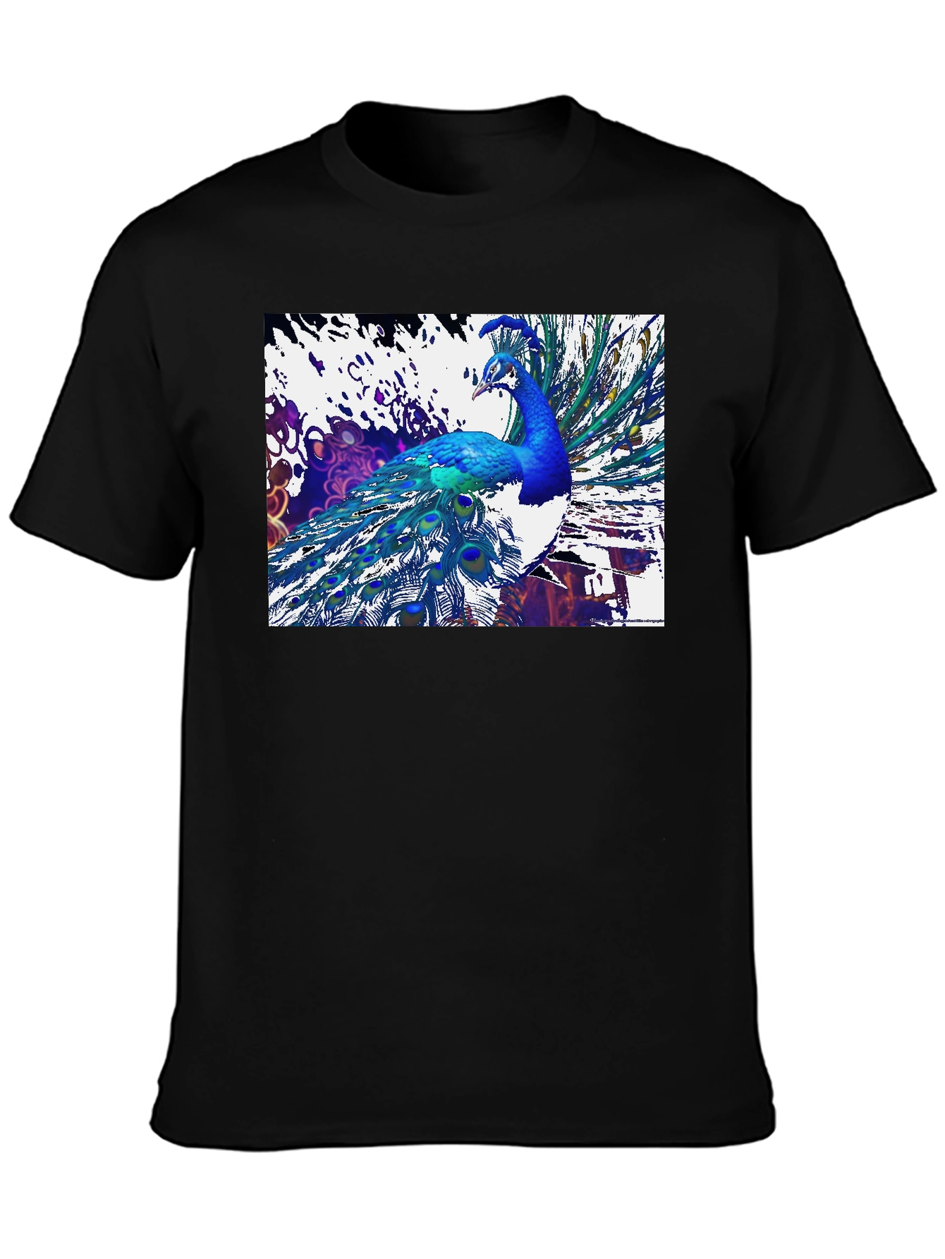 Peacock Graphic Black T-Shirt - Unique Design