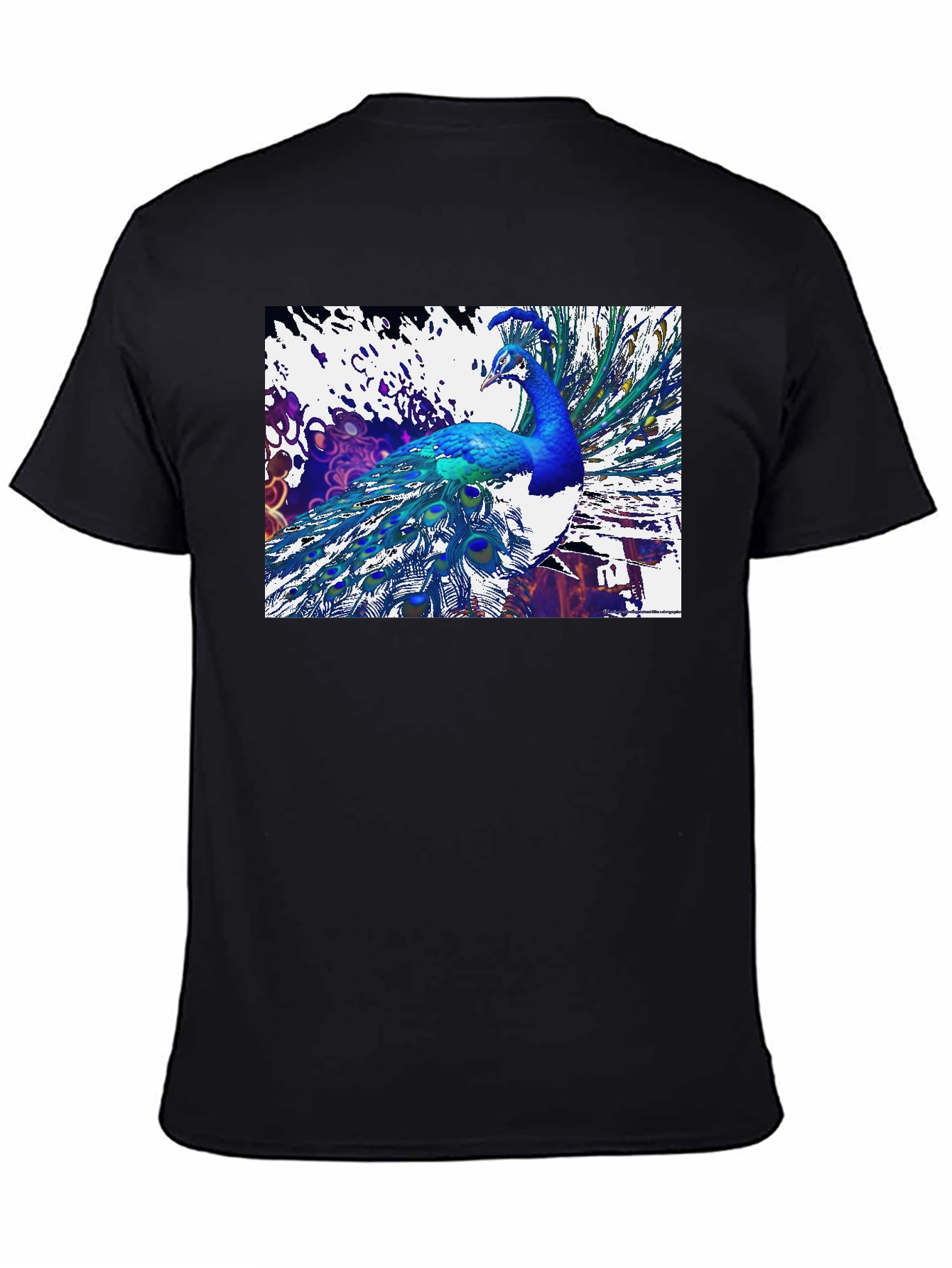 Peacock Graphic Black T-Shirt - Unique Design