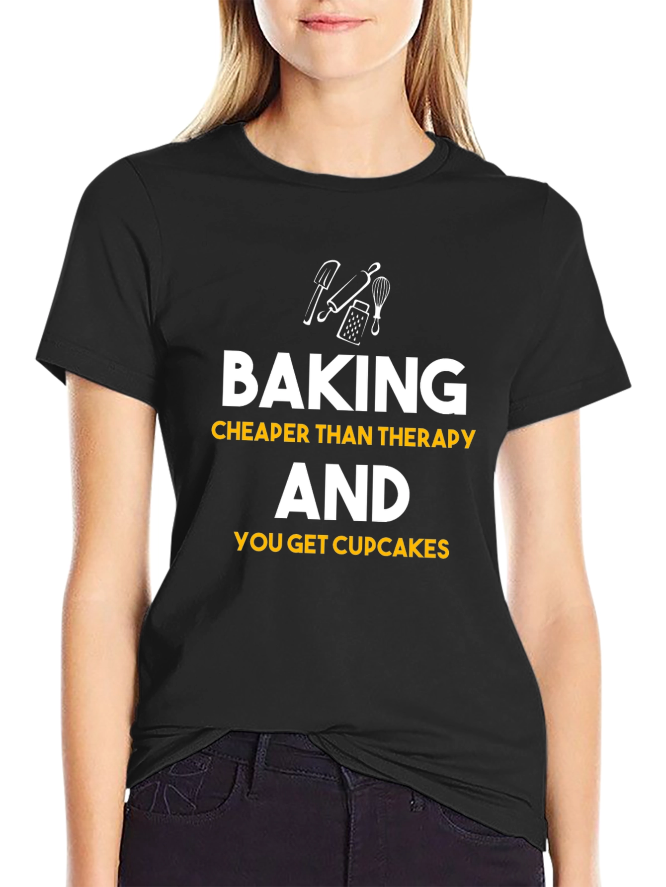 Baking Cheaper Than Therapy Black Graphic Tee