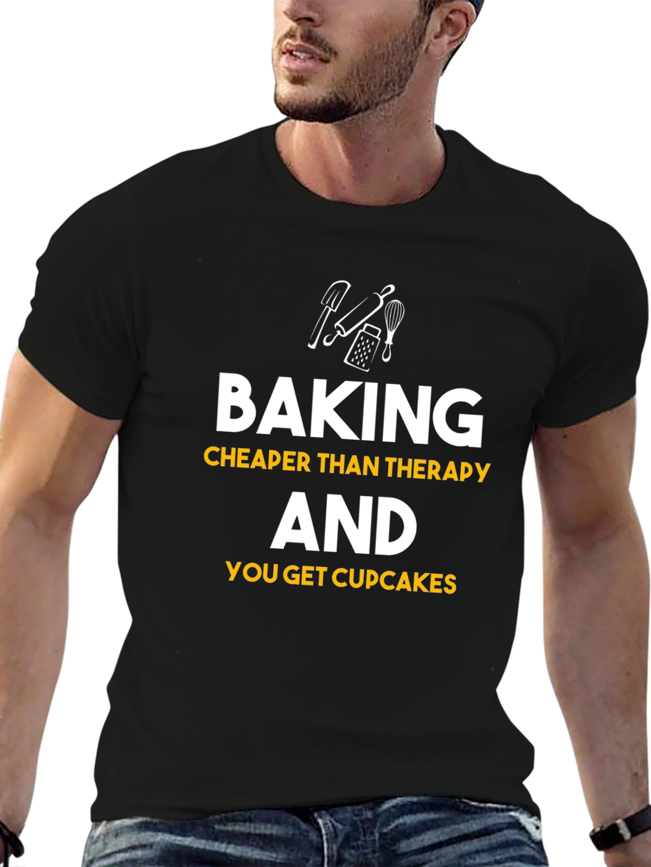 Baking Cheaper Than Therapy Black Graphic Tee