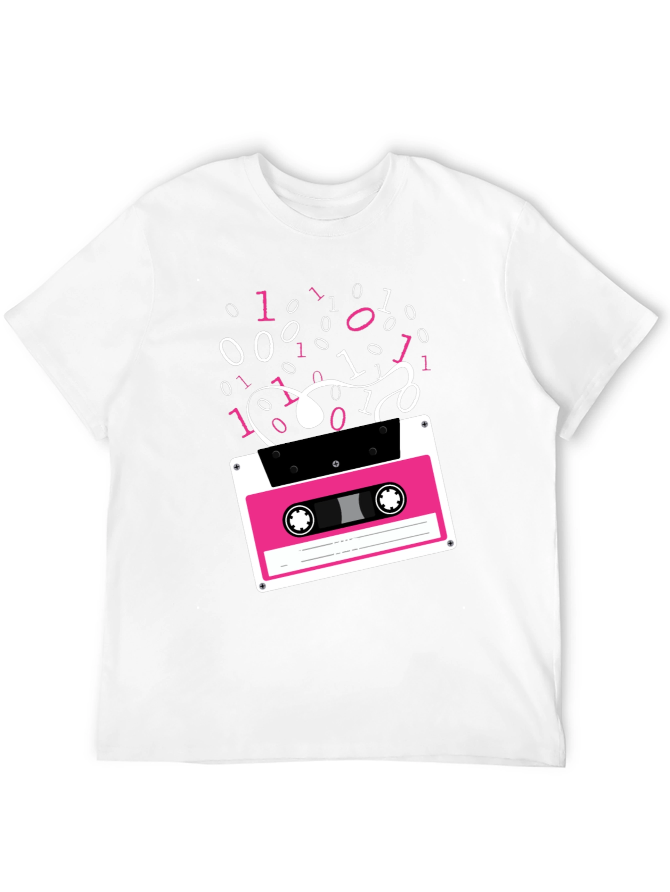 Retro Cassette Tape Binary Code Graphic Tee