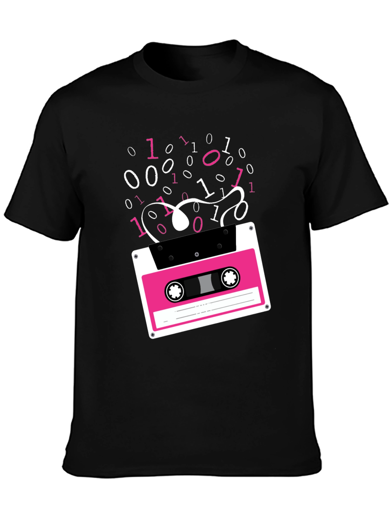 Retro Cassette Tape Binary Code Graphic Tee