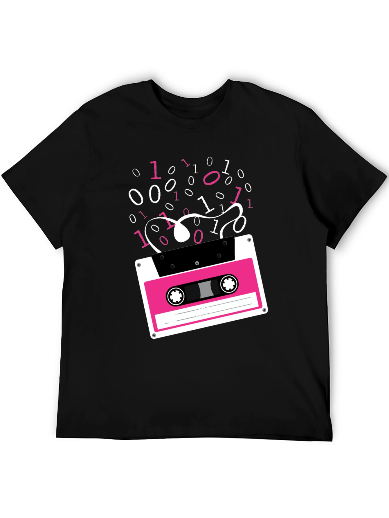 Retro Cassette Tape Binary Code Graphic Tee