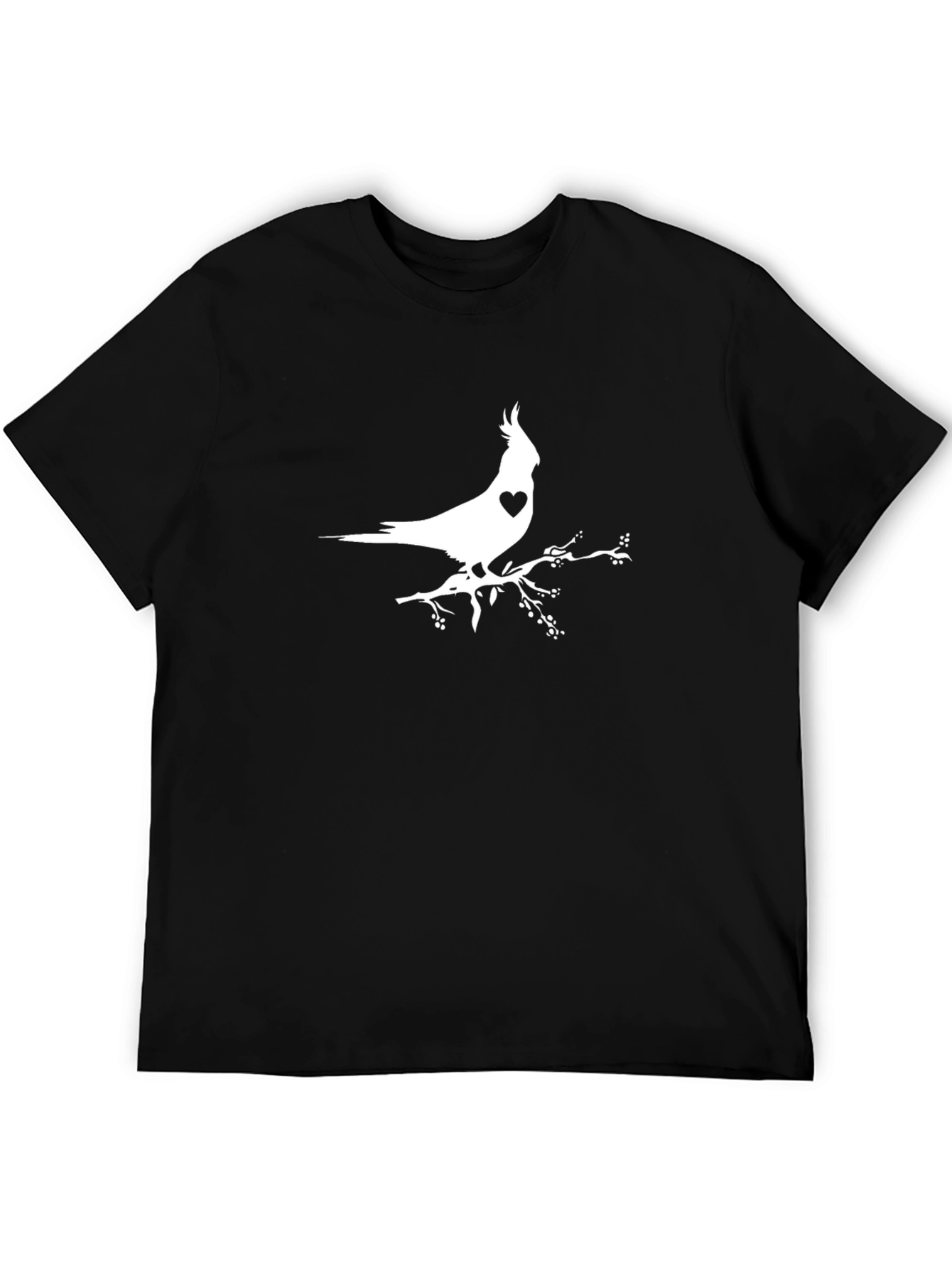 Cockatiel Heart Branch T-Shirt - Black