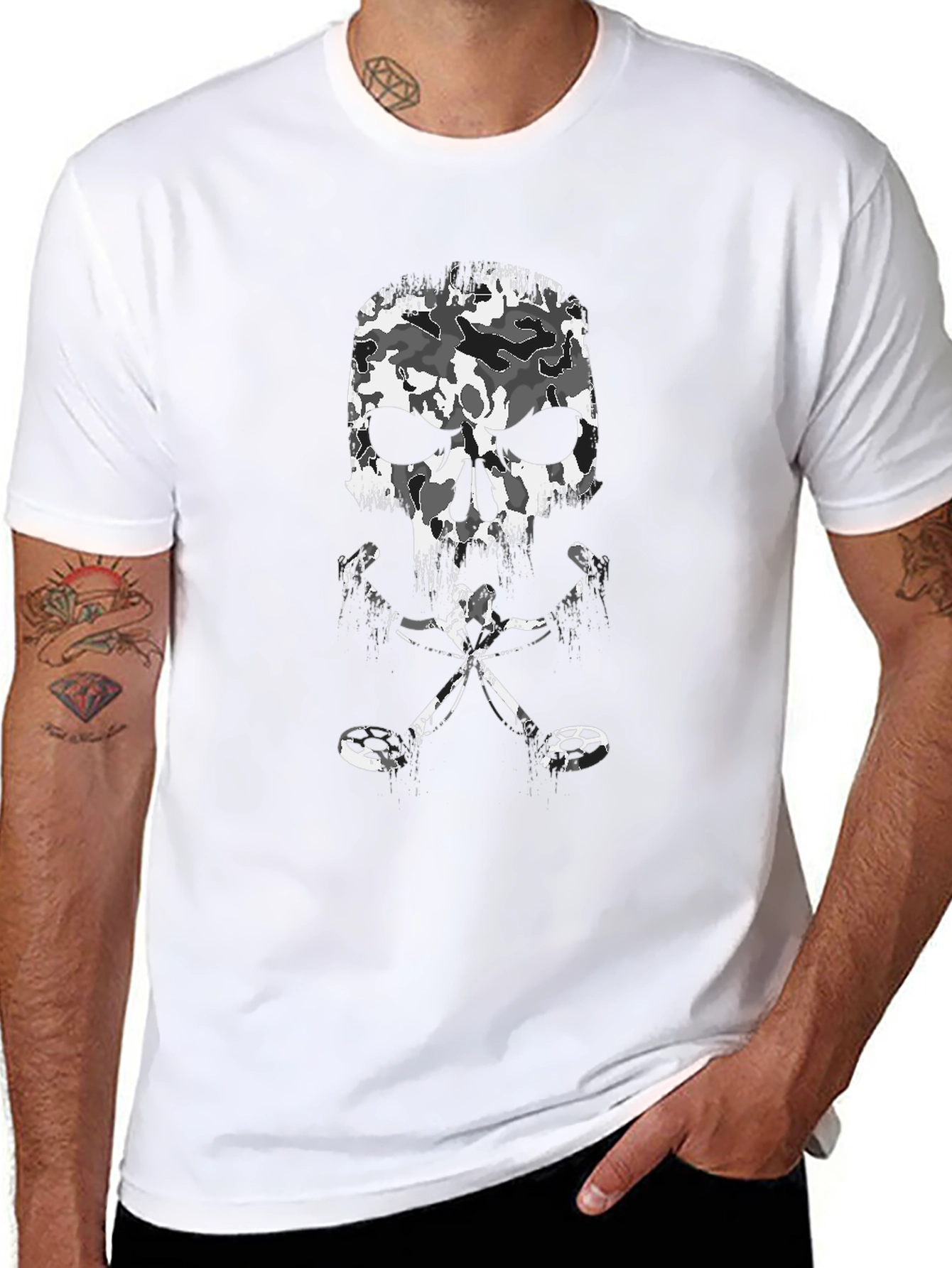 Camo Skull Golf Clubs T-Shirt