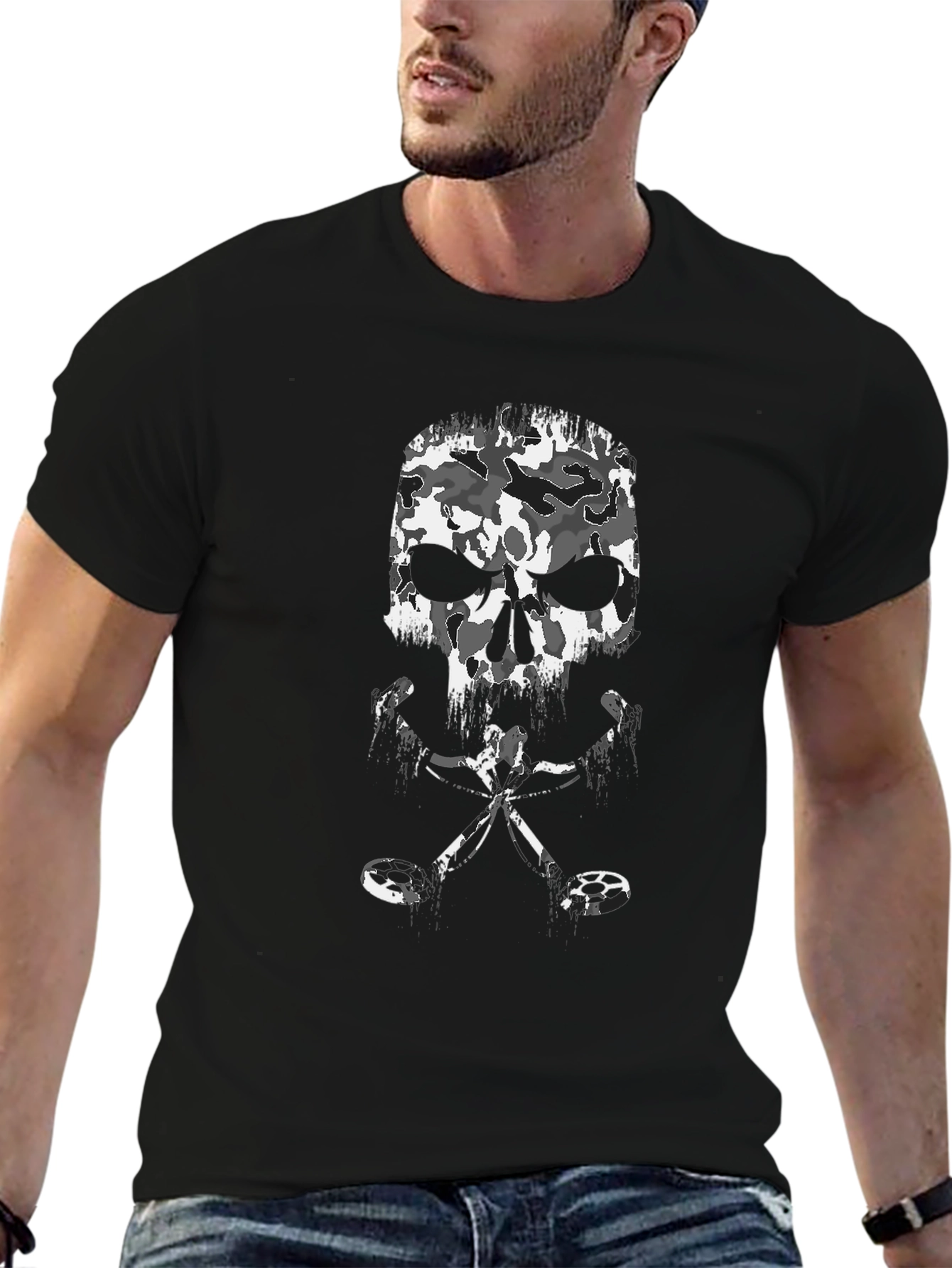 Camo Skull Golf Clubs T-Shirt
