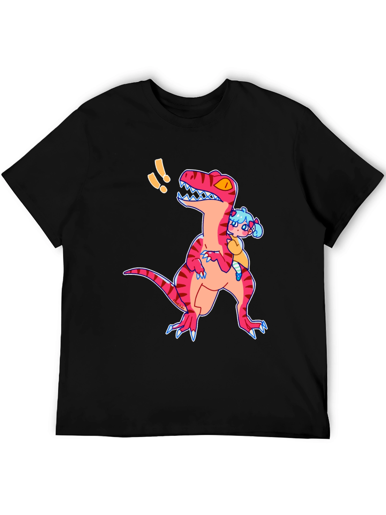 Dino & Girl Graphic Tee - Black