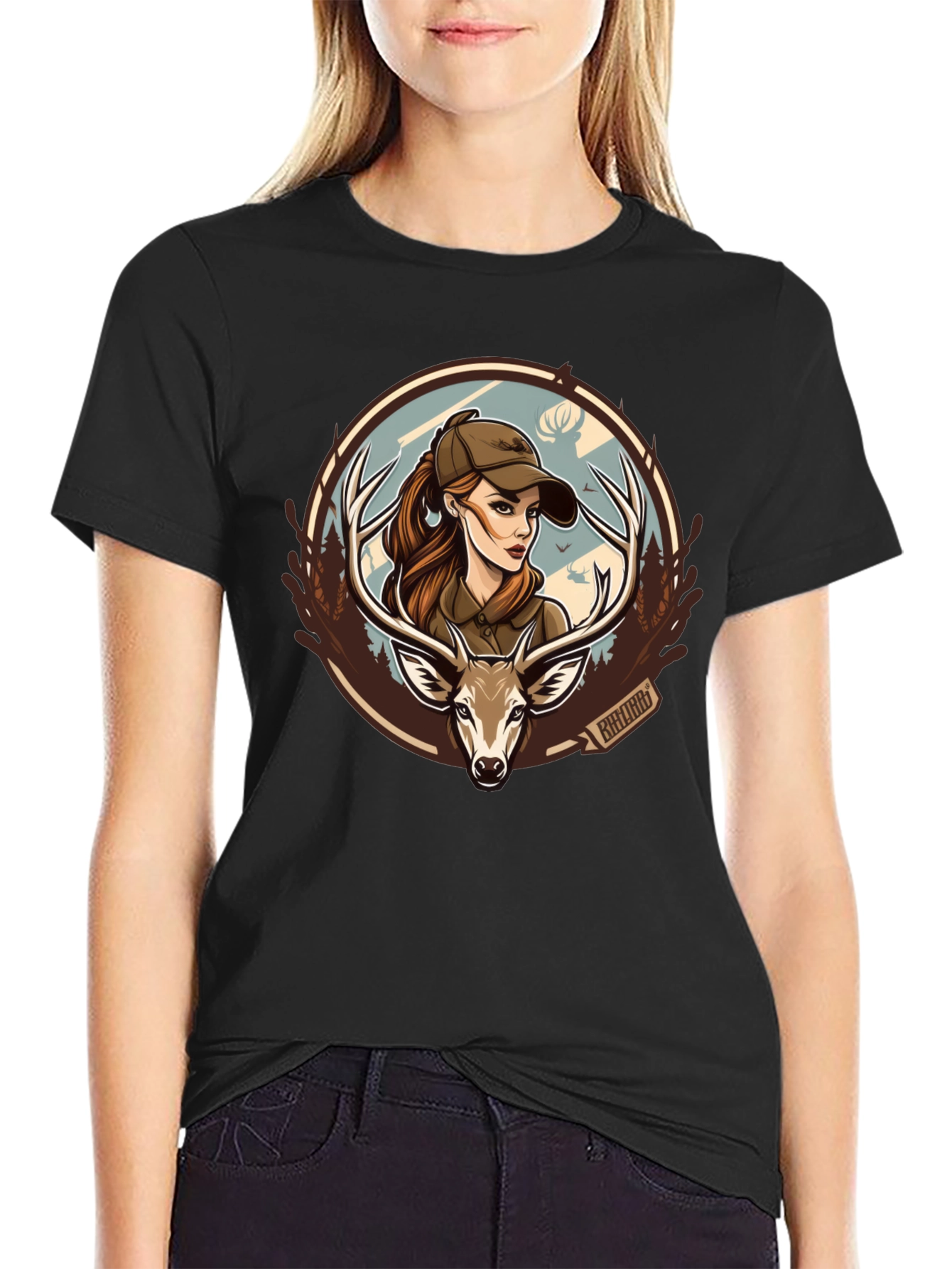 Hunting Girl Deer Graphic T-Shirt