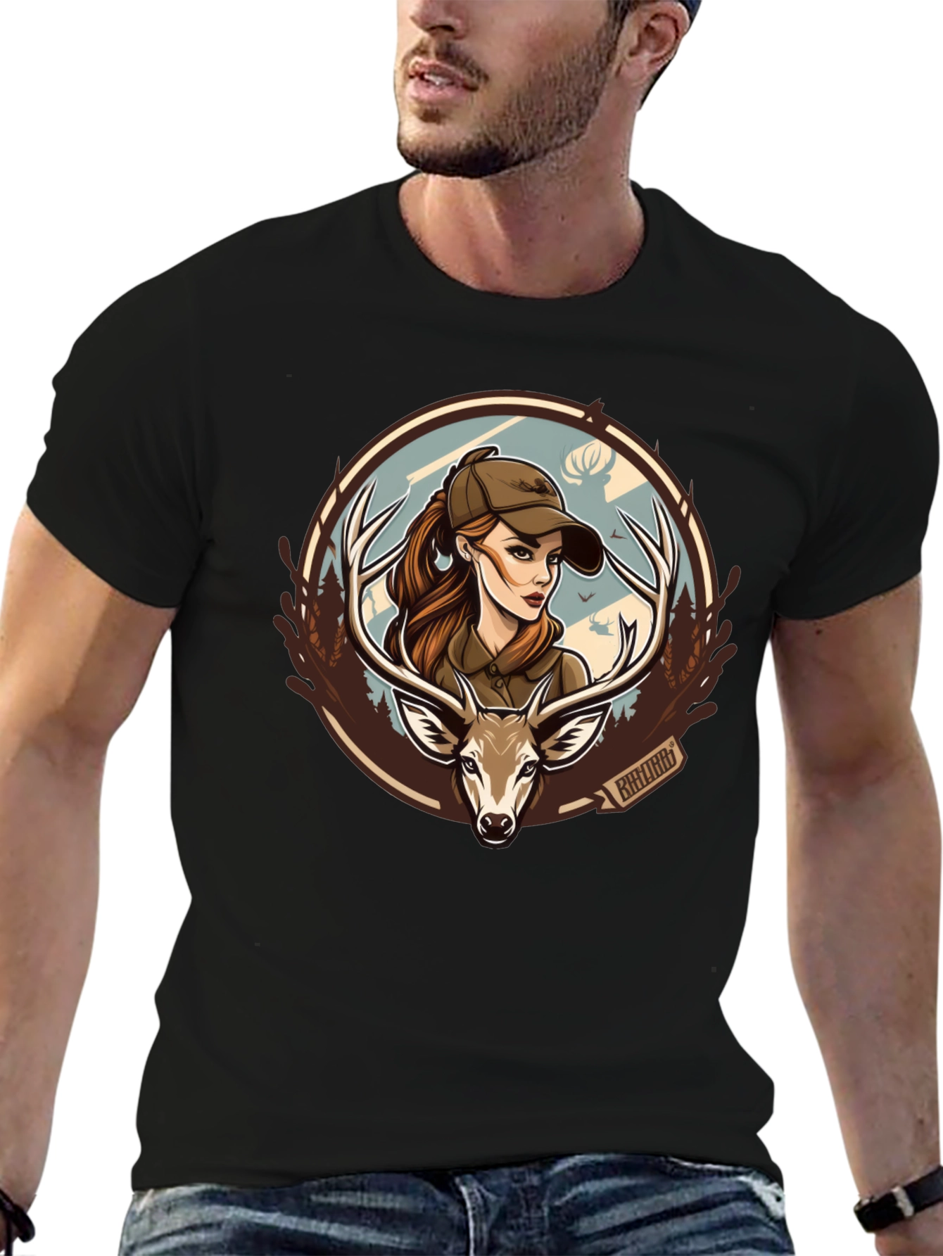 Hunting Girl Deer Graphic T-Shirt