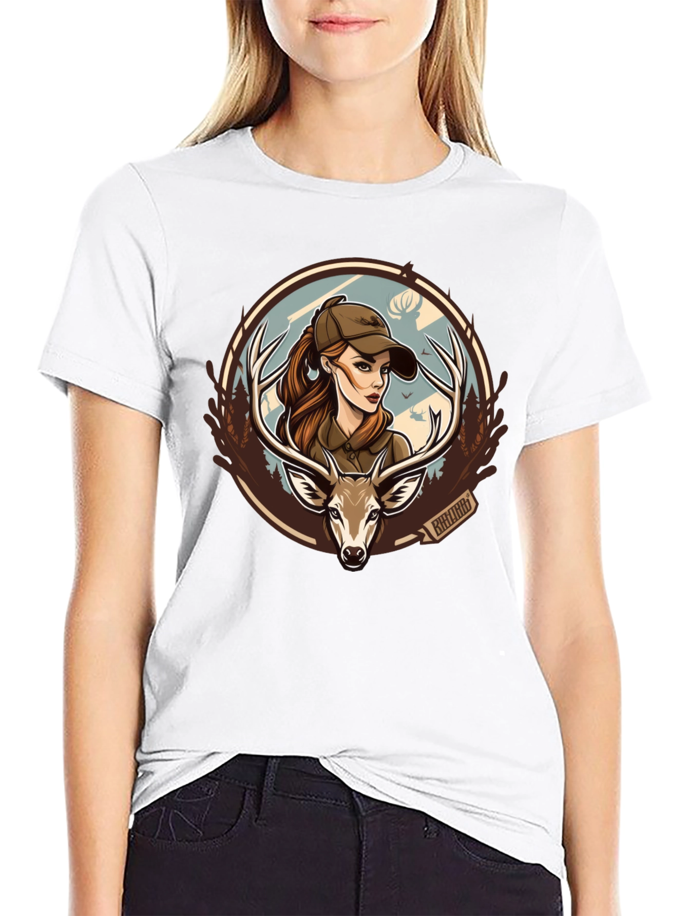 Hunting Girl Deer Graphic T-Shirt
