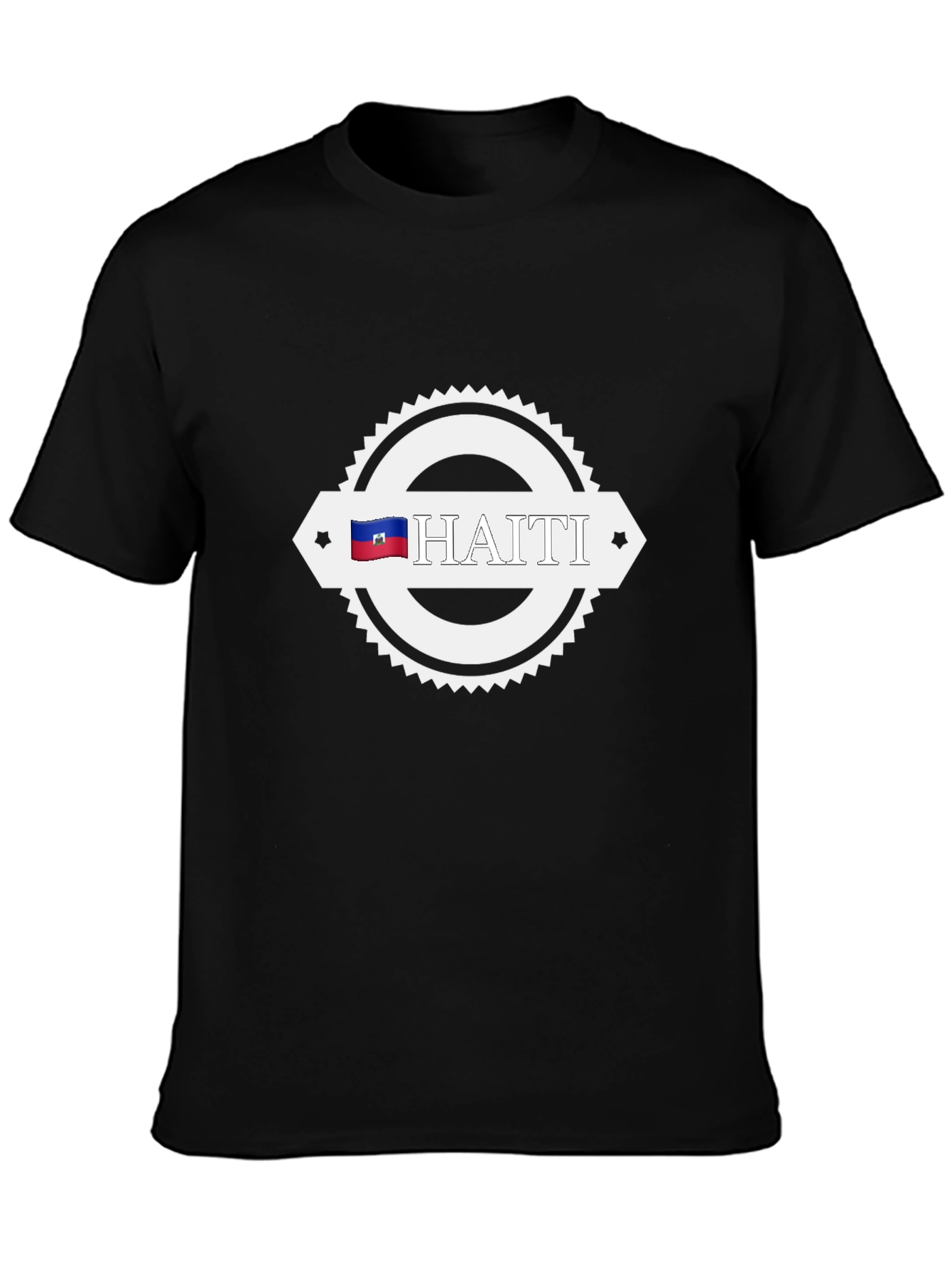 Haiti Flag Graphic Print Black T-Shirt
