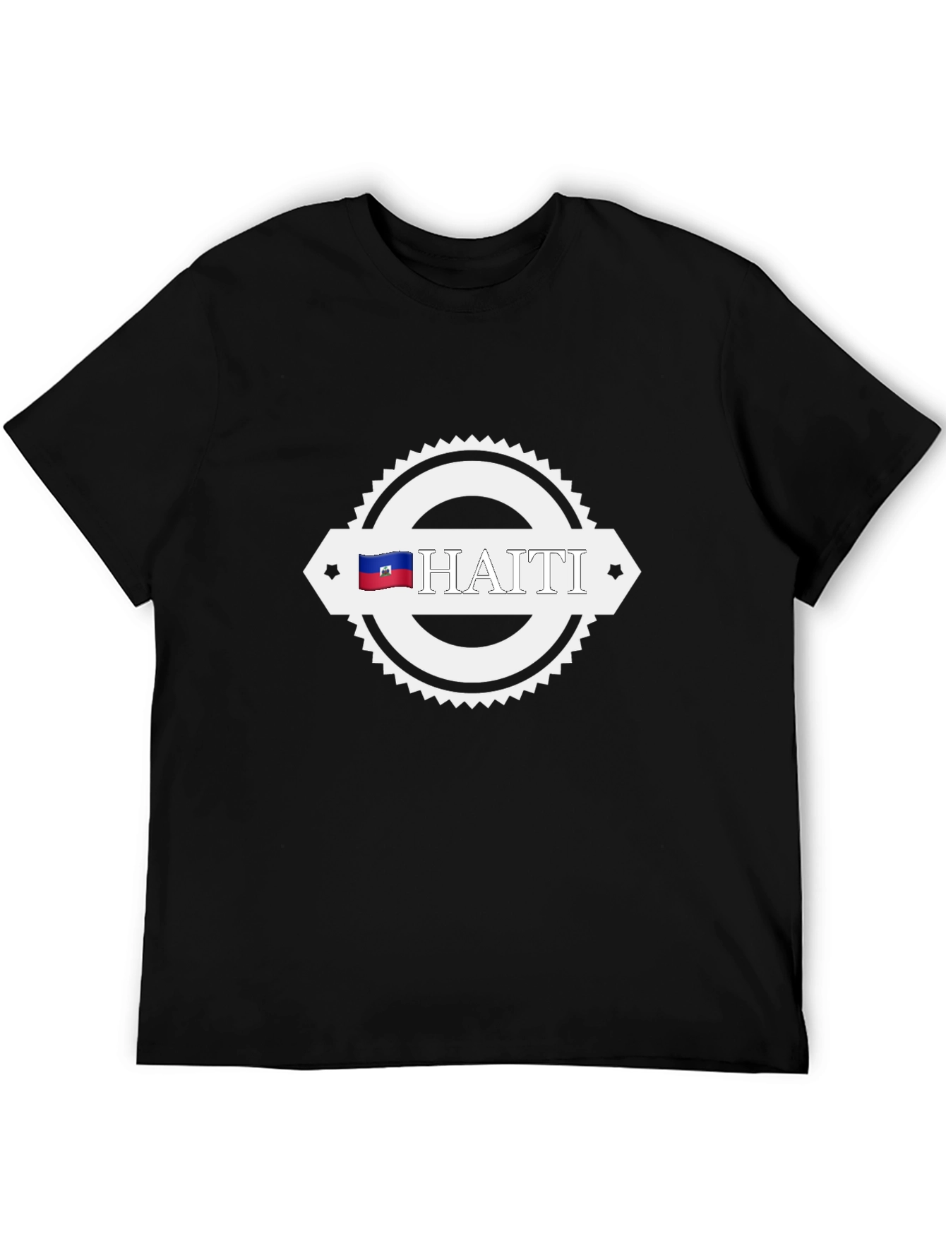 Haiti Flag Graphic Print Black T-Shirt