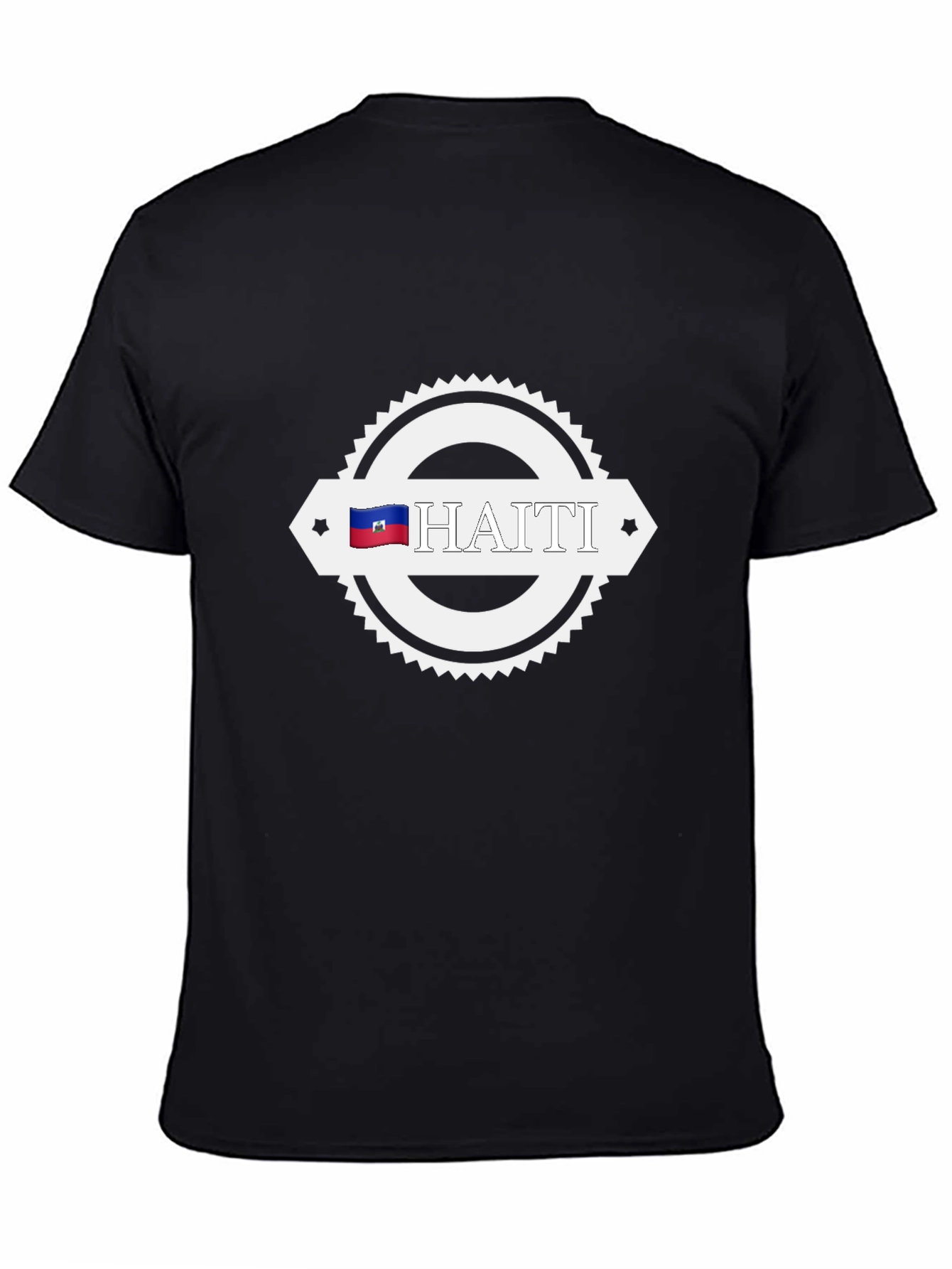 Haiti Flag Graphic Print Black T-Shirt