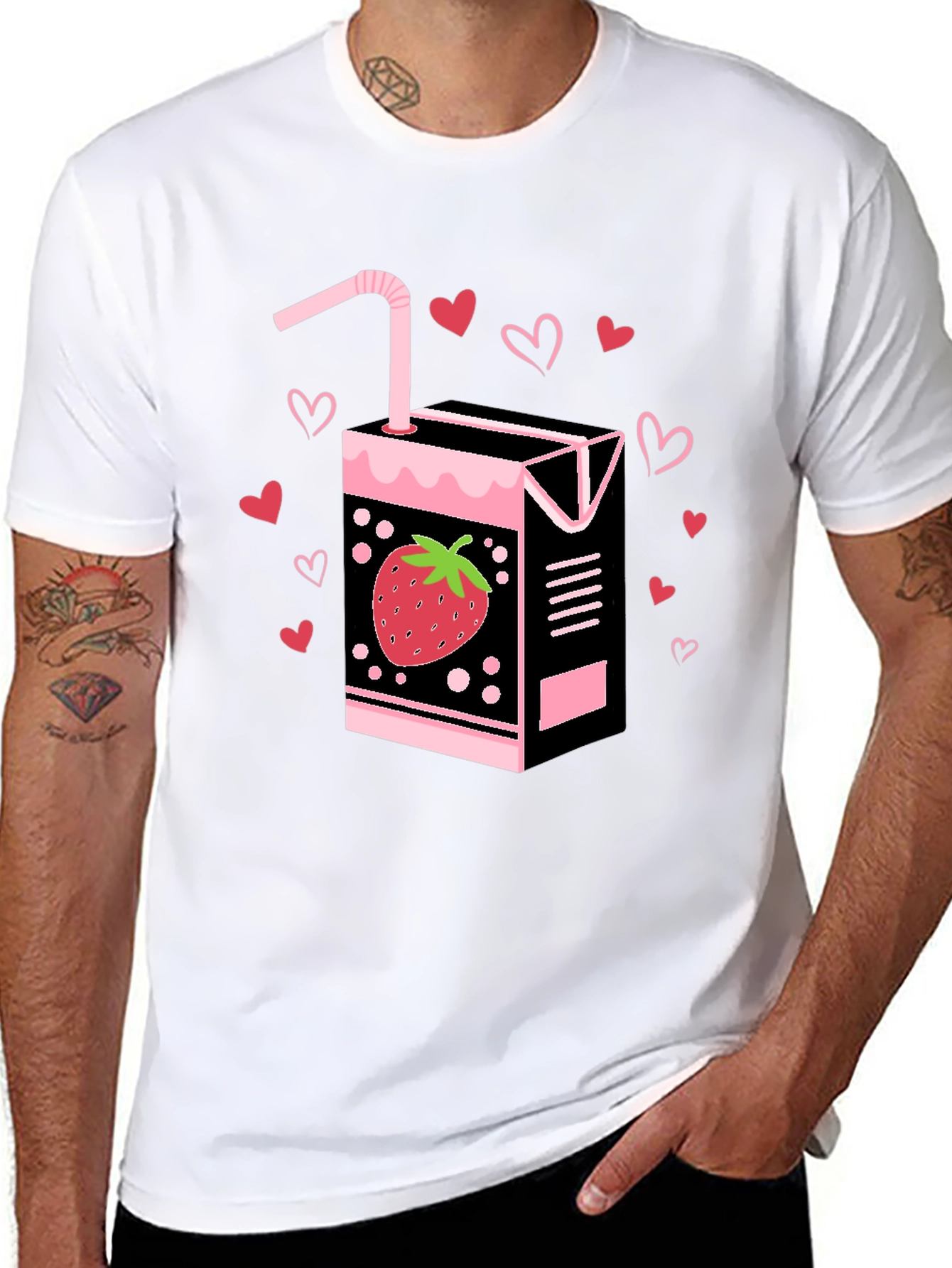 Strawberry Juice Box Graphic Tee - Black