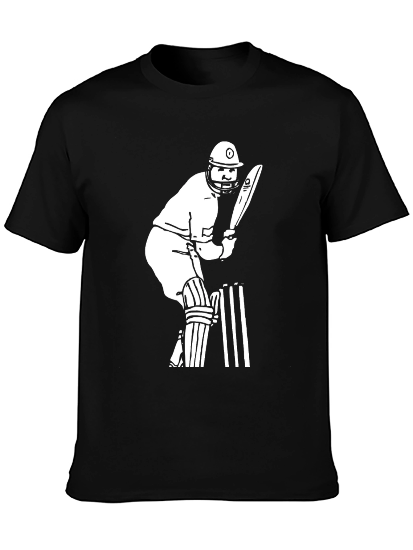 Cricket Player Graphic Tee - Black Cotton T-Shirt