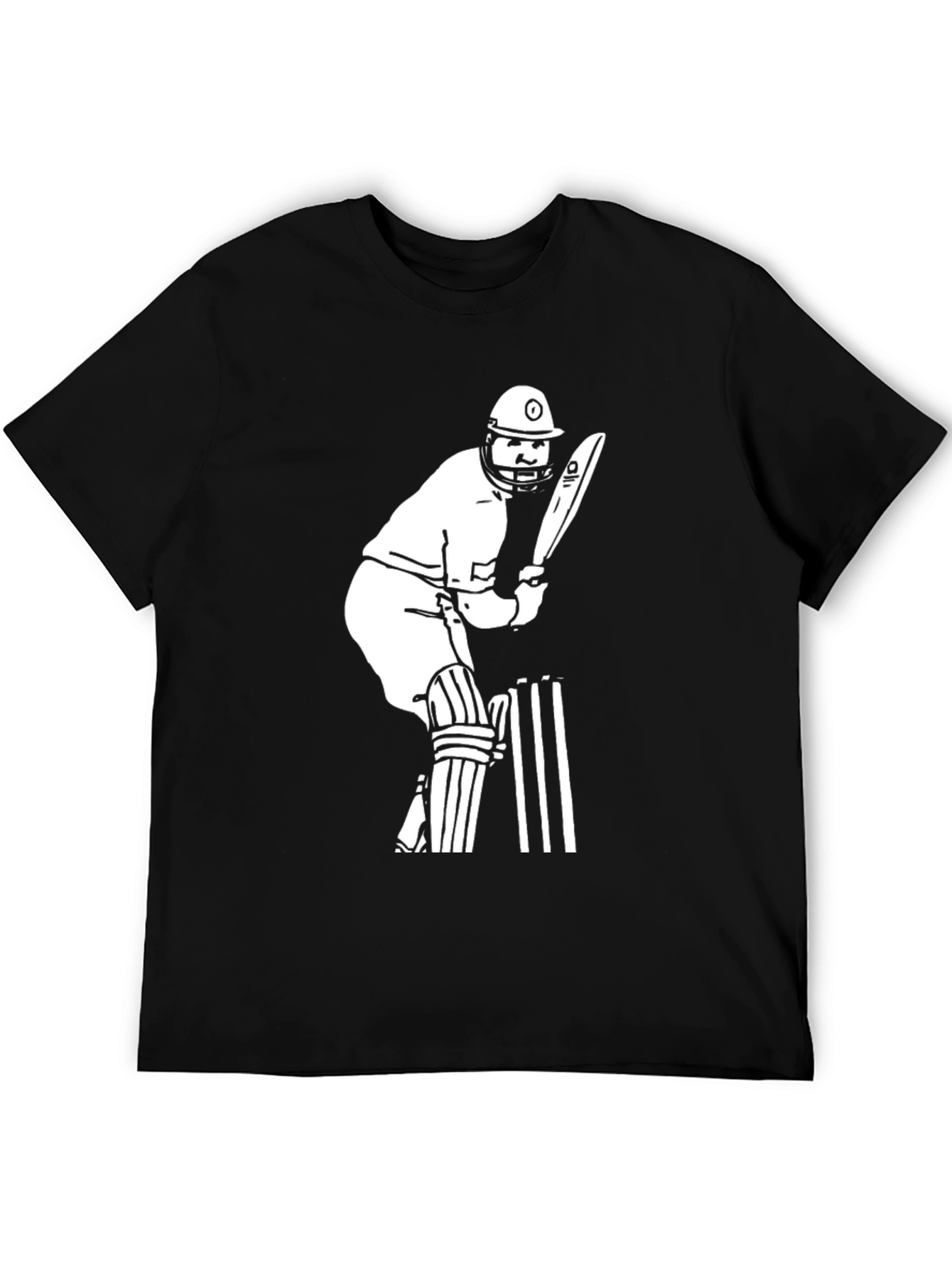Cricket Player Graphic Tee - Black Cotton T-Shirt