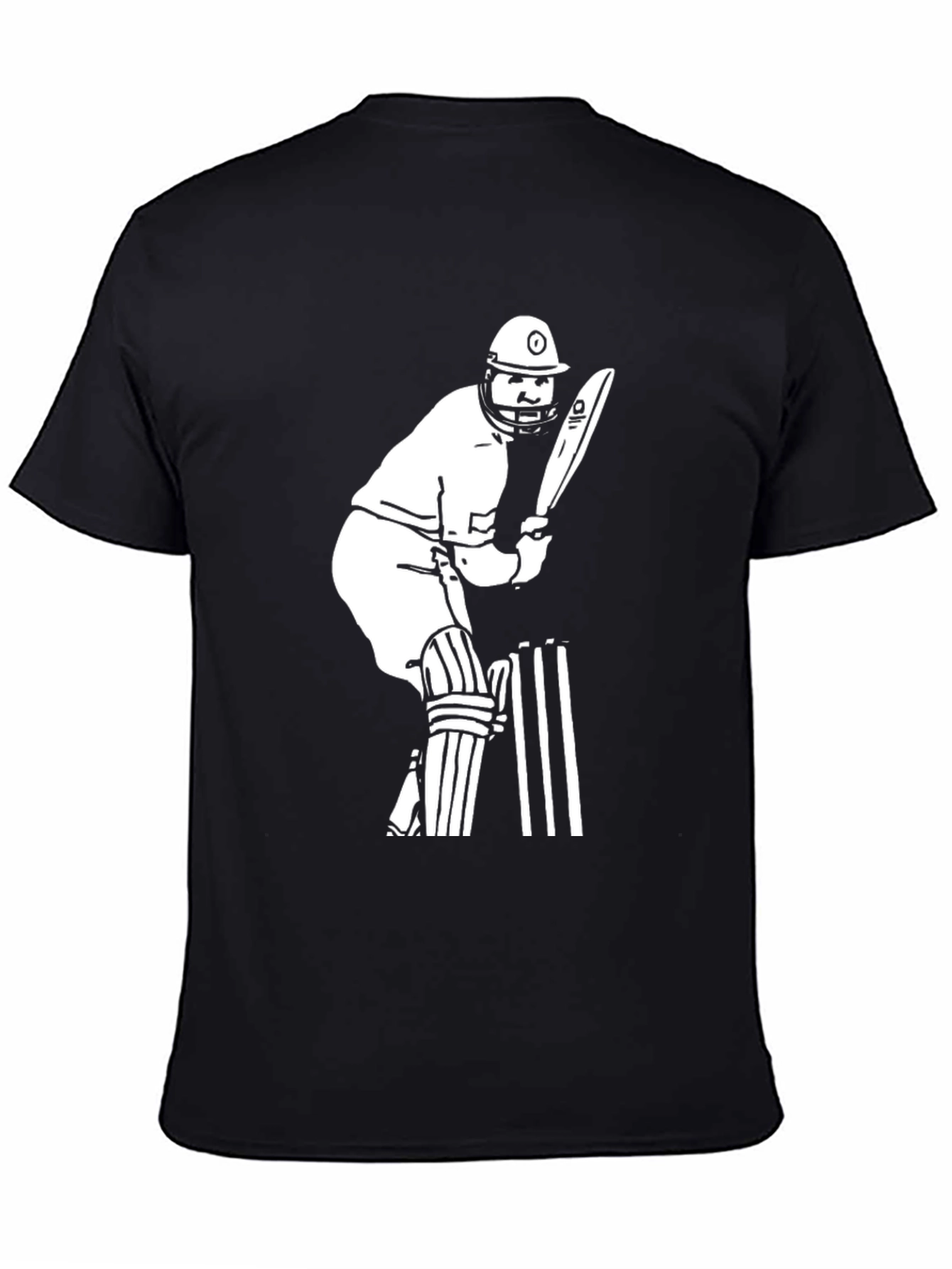 Cricket Player Graphic Tee - Black Cotton T-Shirt