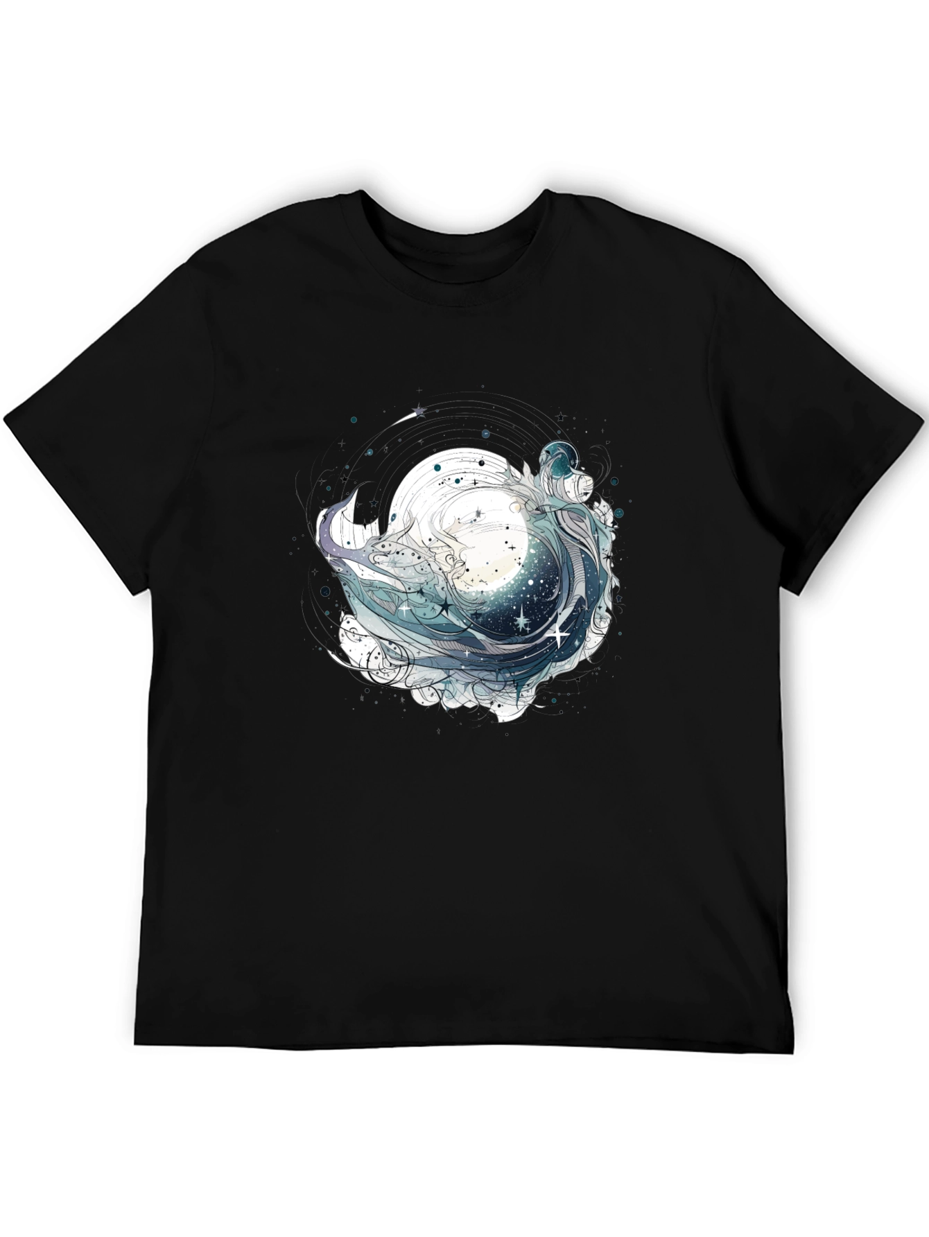 Celestial Wave Graphic Tee - Black